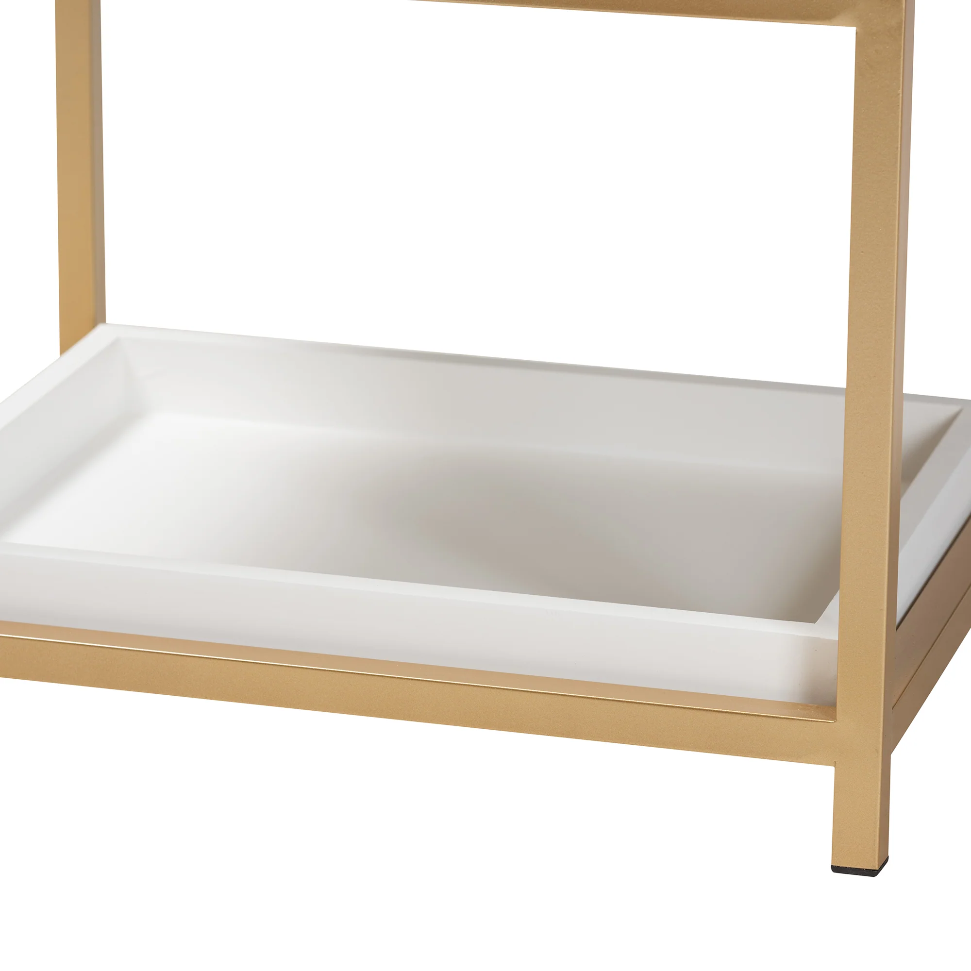 Baxton Studio Melosa Modern Glam and Luxe White Finished Wood and Gold Metal 1-Drawer End Table - Image 9