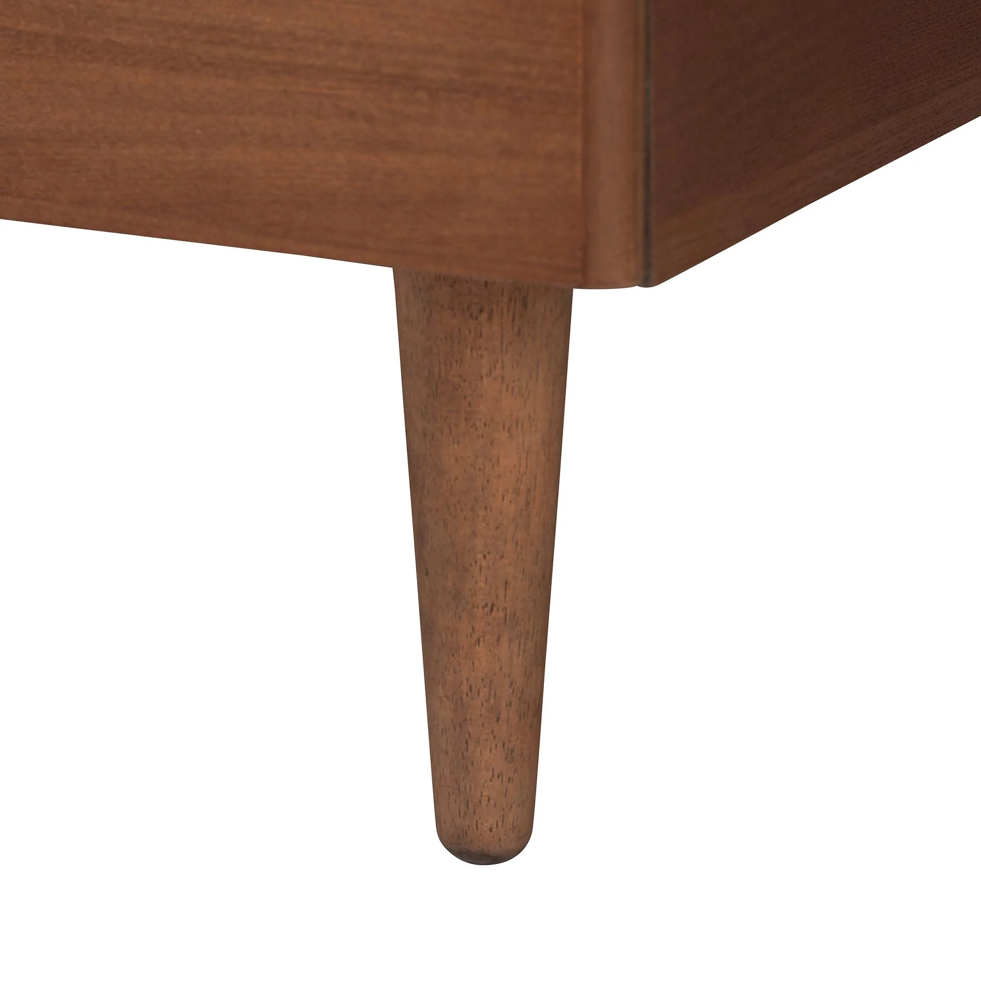 Baxton Studio Mendel Mid-Century Walnut Brown Wood and Rattan King Size Platform Bed - Image 10