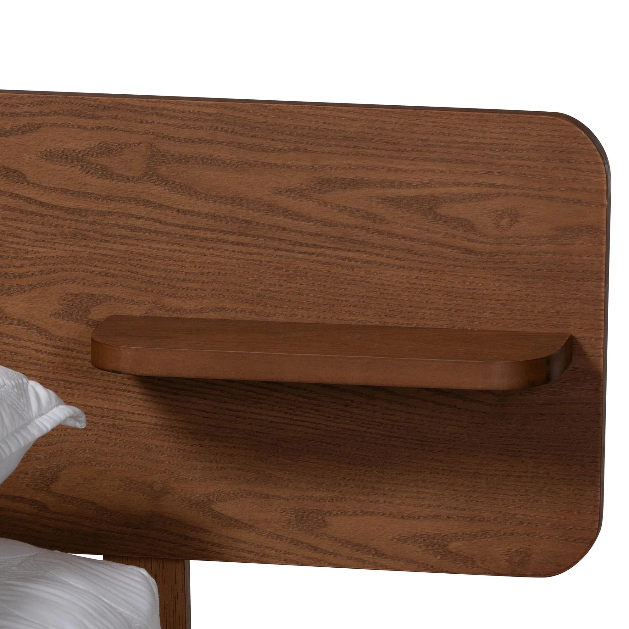 Baxton Studio Morana Mid-Century Modern Walnut Brown Finished Wood Queen Size Platform Bed with Built-in Shelf - Image 5