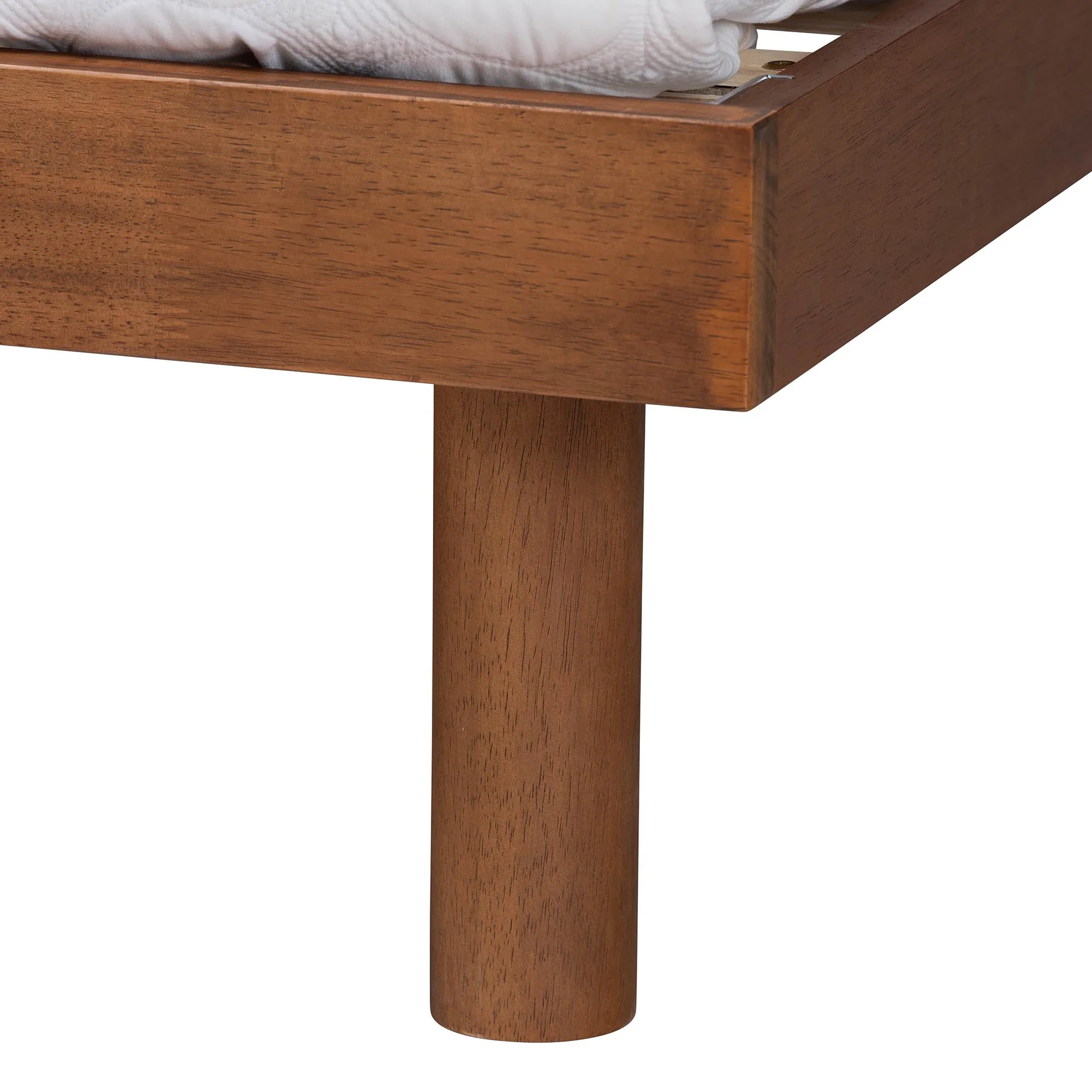 Baxton Studio Morana Mid-Century Modern Walnut Brown Finished Wood Queen Size Platform Bed with Built-in Shelf - Image 6