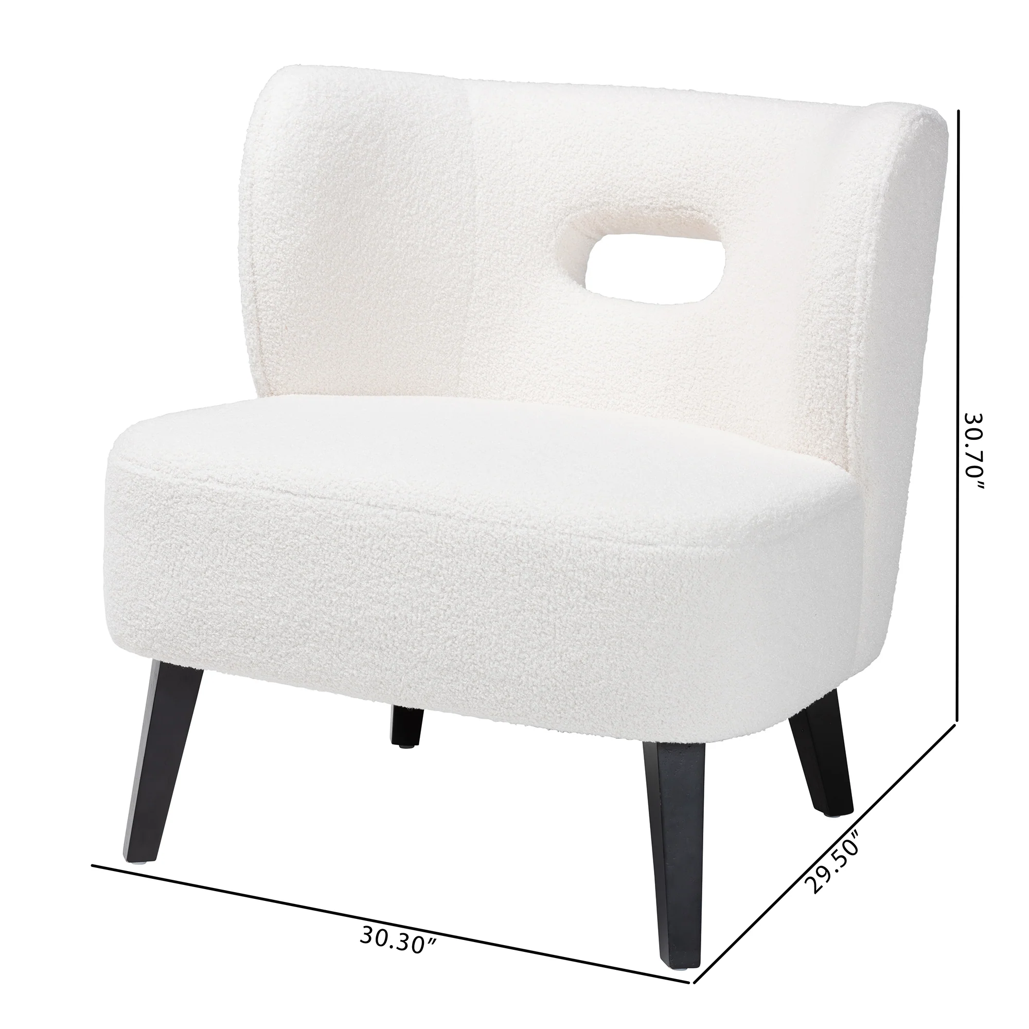 Baxton Studio Naara Modern and Contemporary Ivory Boucle Upholstered and Black Finished Wood Accent Chair - Image 3