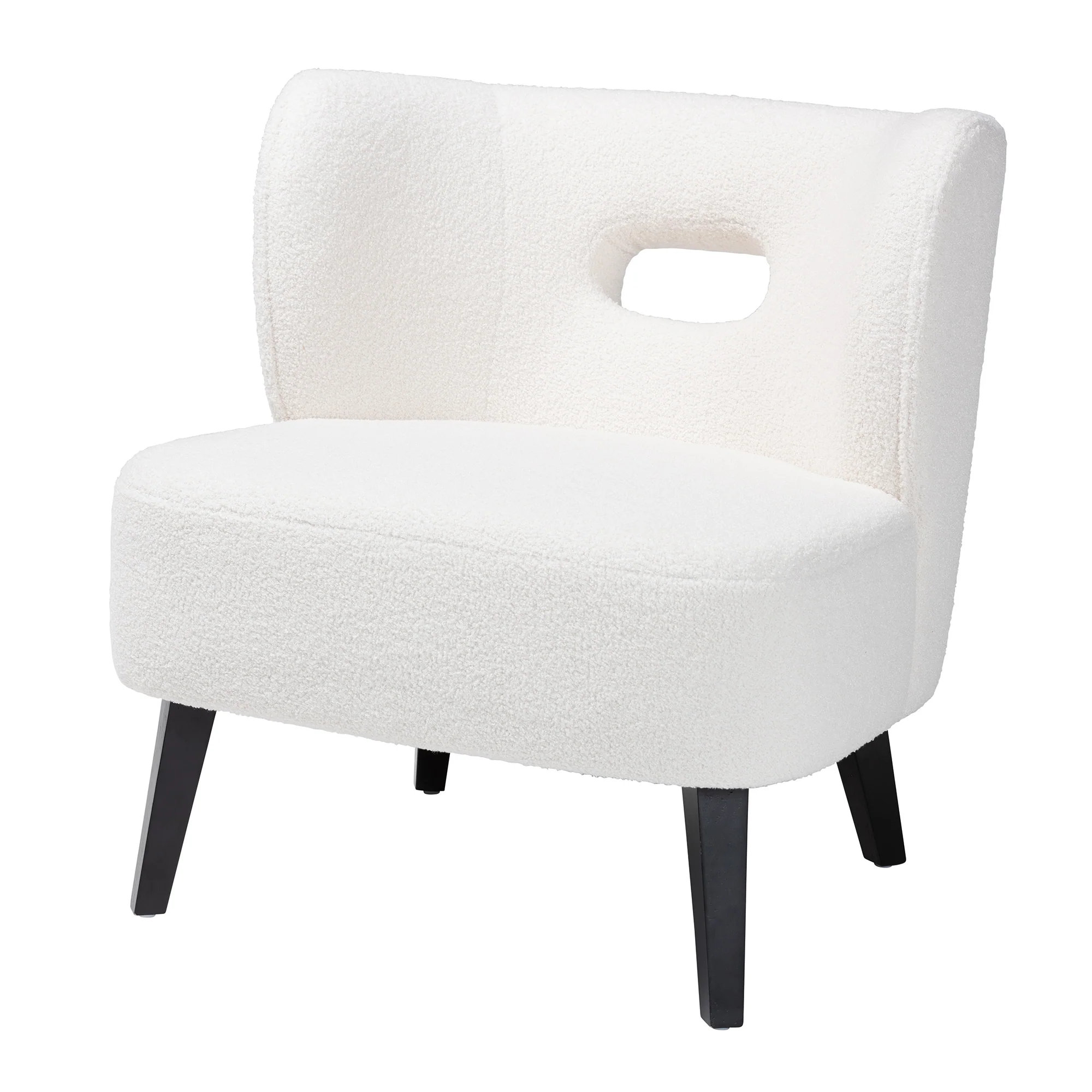 Baxton Studio Naara Modern and Contemporary Ivory Boucle Upholstered and Black Finished Wood Accent Chair - Image 4