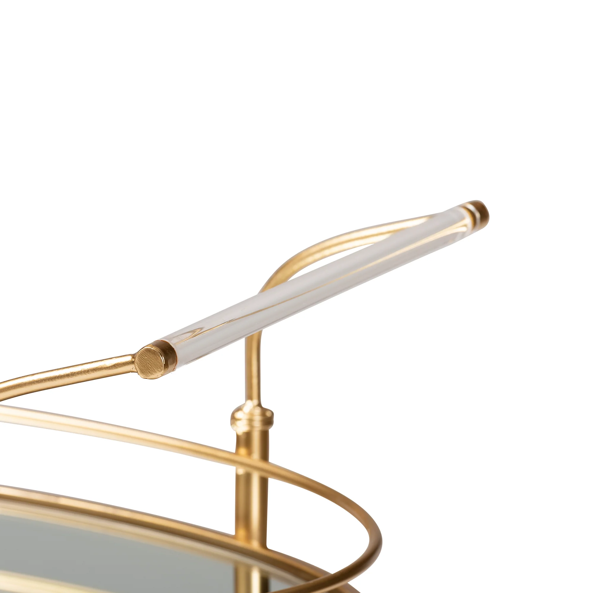 Baxton Studio Nakano Contemporary Glam and Luxe Gold Metal and Mirrored Glass 2-Tier Wine Cart - Image 5