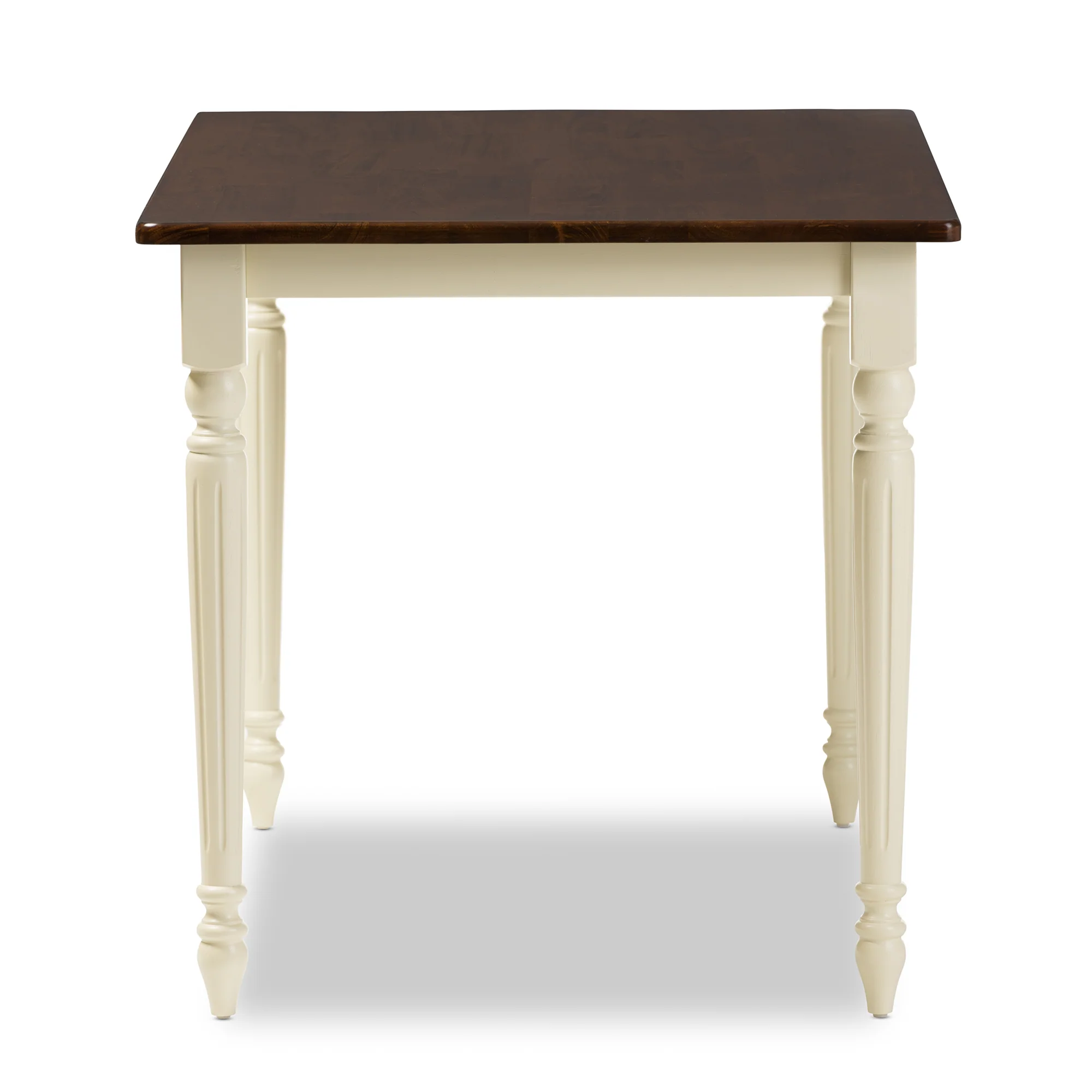 Baxton Studio Napoleon French Country Cottage Buttermilk and "Cherry" Brown Finishing Wood Dining Table - Image 2