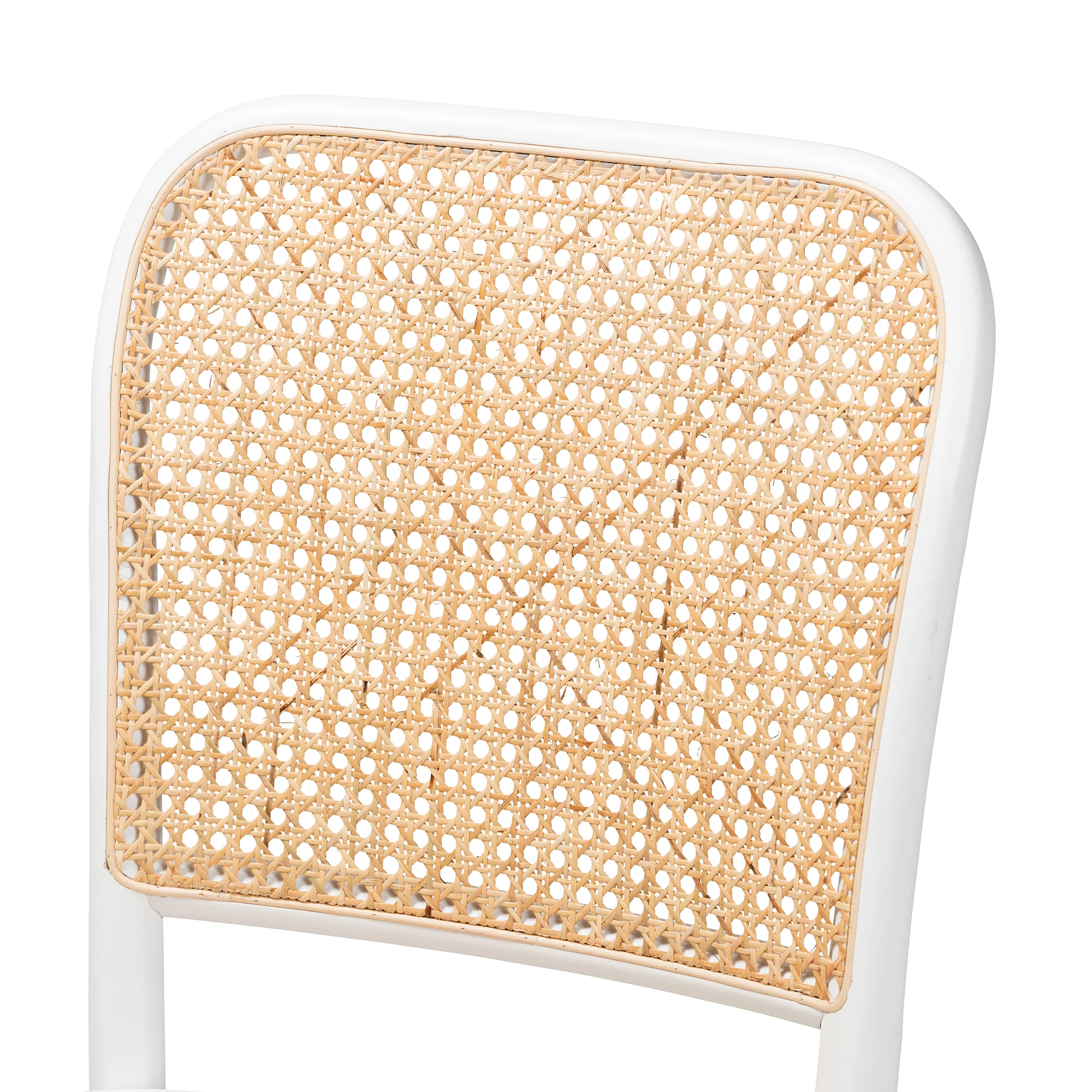 Baxton Studio Neah Japandi White Wood and Natural Rattan 2-Piece Dining Chair Set - Image 7