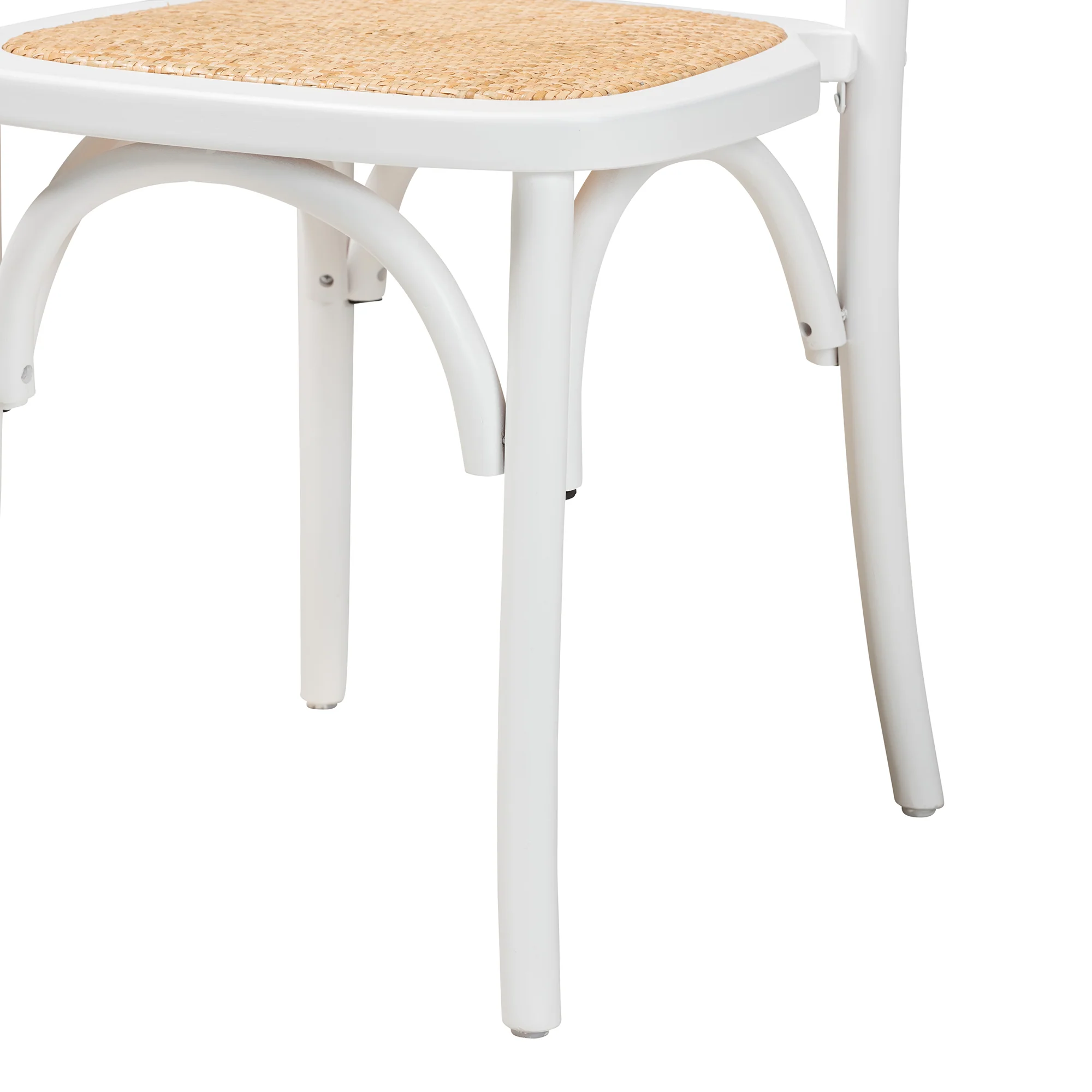 Baxton Studio Neah Japandi White Wood and Natural Rattan 2-Piece Dining Chair Set - Image 8