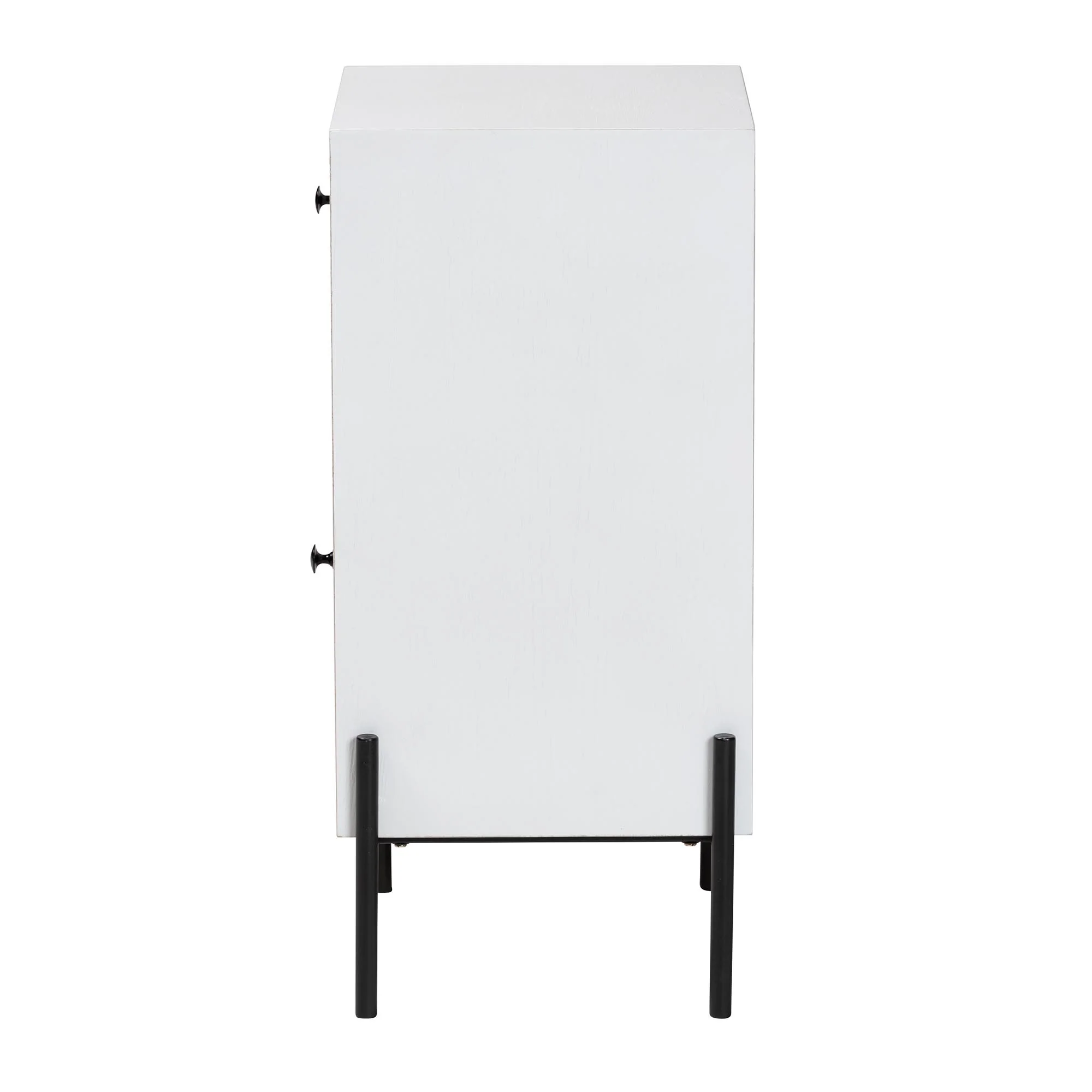 Baxton Studio Nefeli Mid-Century Transitional White Finished Wood and Black Metal 1-Drawer Storage Cabinet - Image 5