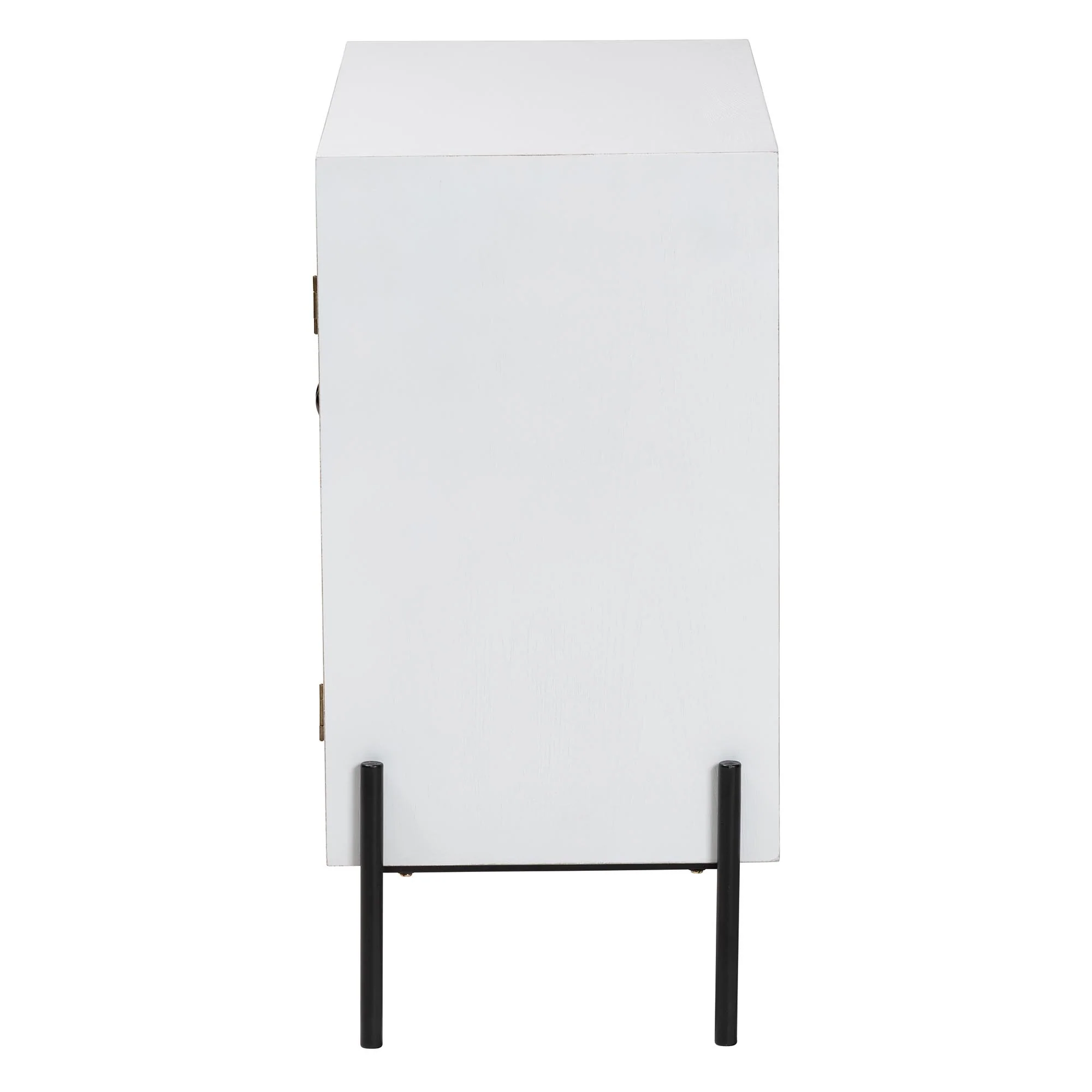 Baxton Studio Nefeli Mid-Century Transitional White Finished Wood and Black Metal 2-Door Storage Cabinet - Image 4