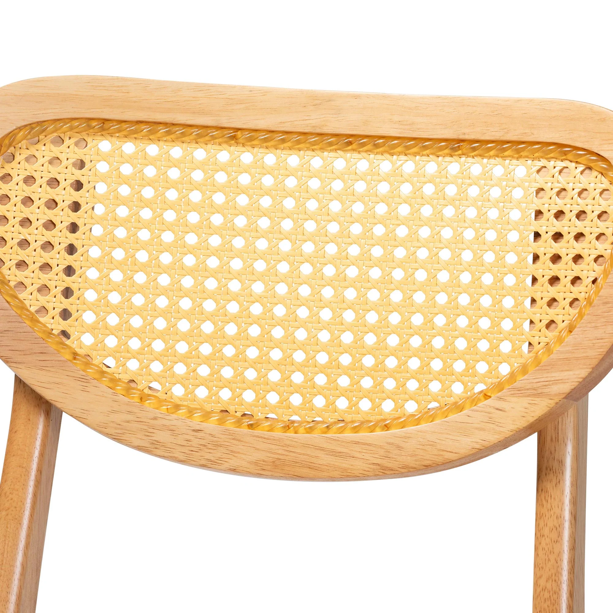 Baxton Studio Nenet Mid-Century Modern Oak Brown Finished Wood and Rattan 2-Piece Dining Chair Set - Image 5