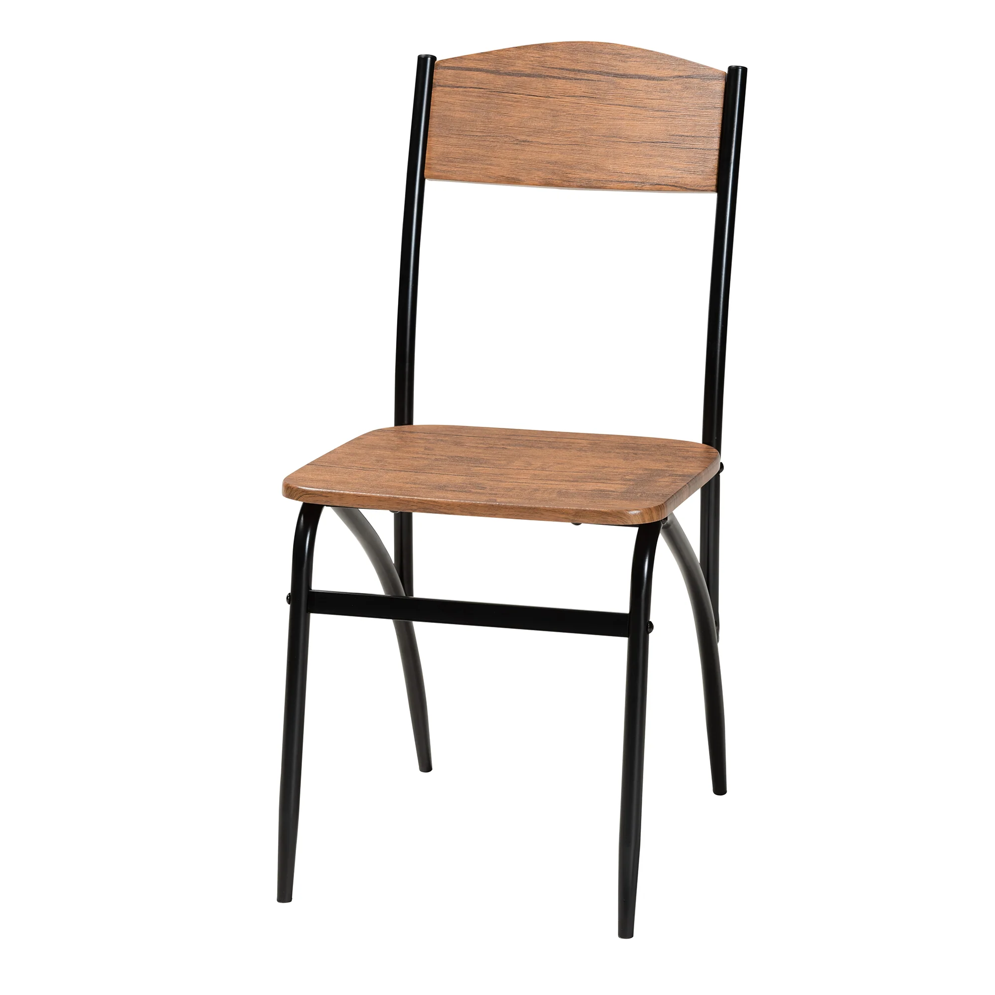 Baxton Studio Neona Modern Industrial Walnut Brown Finished Wood and Black Metal 5-Piece Dining Set - Image 3