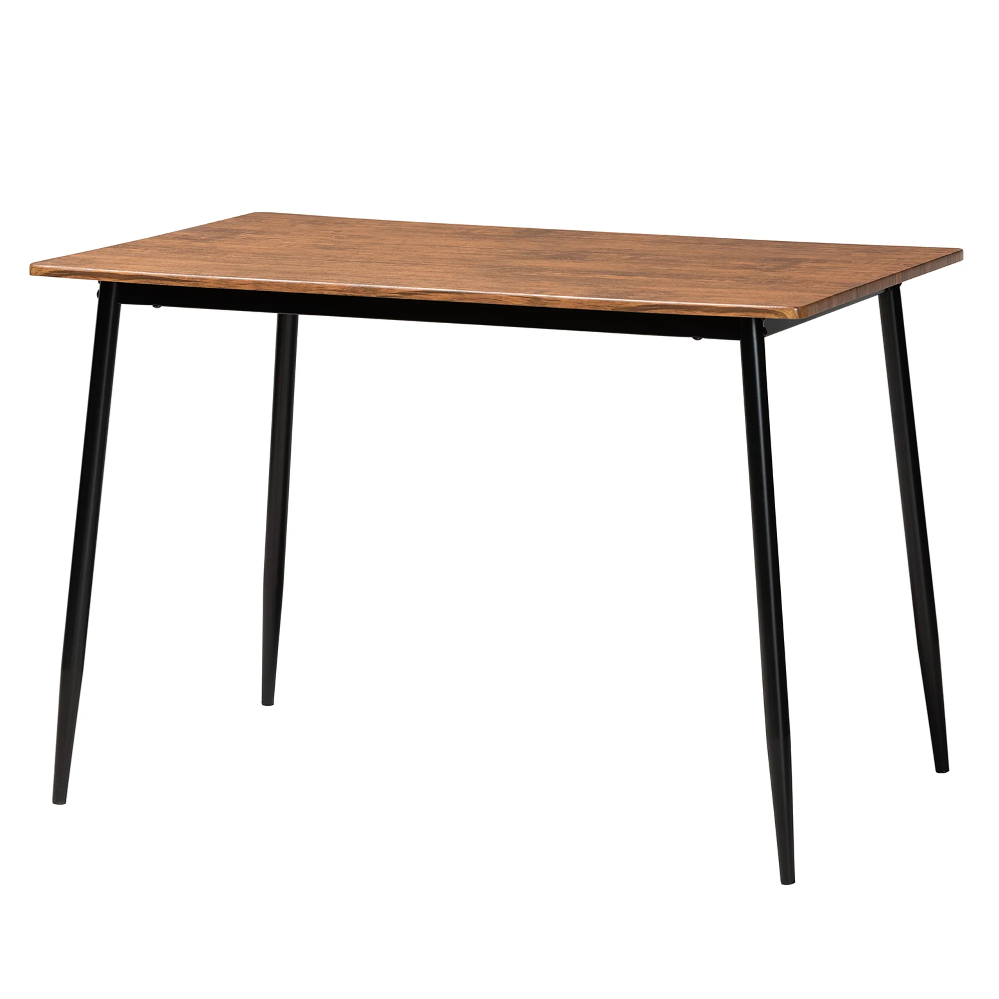 Baxton Studio Neona Modern Industrial Walnut Brown Finished Wood and Black Metal 5-Piece Dining Set - Image 4