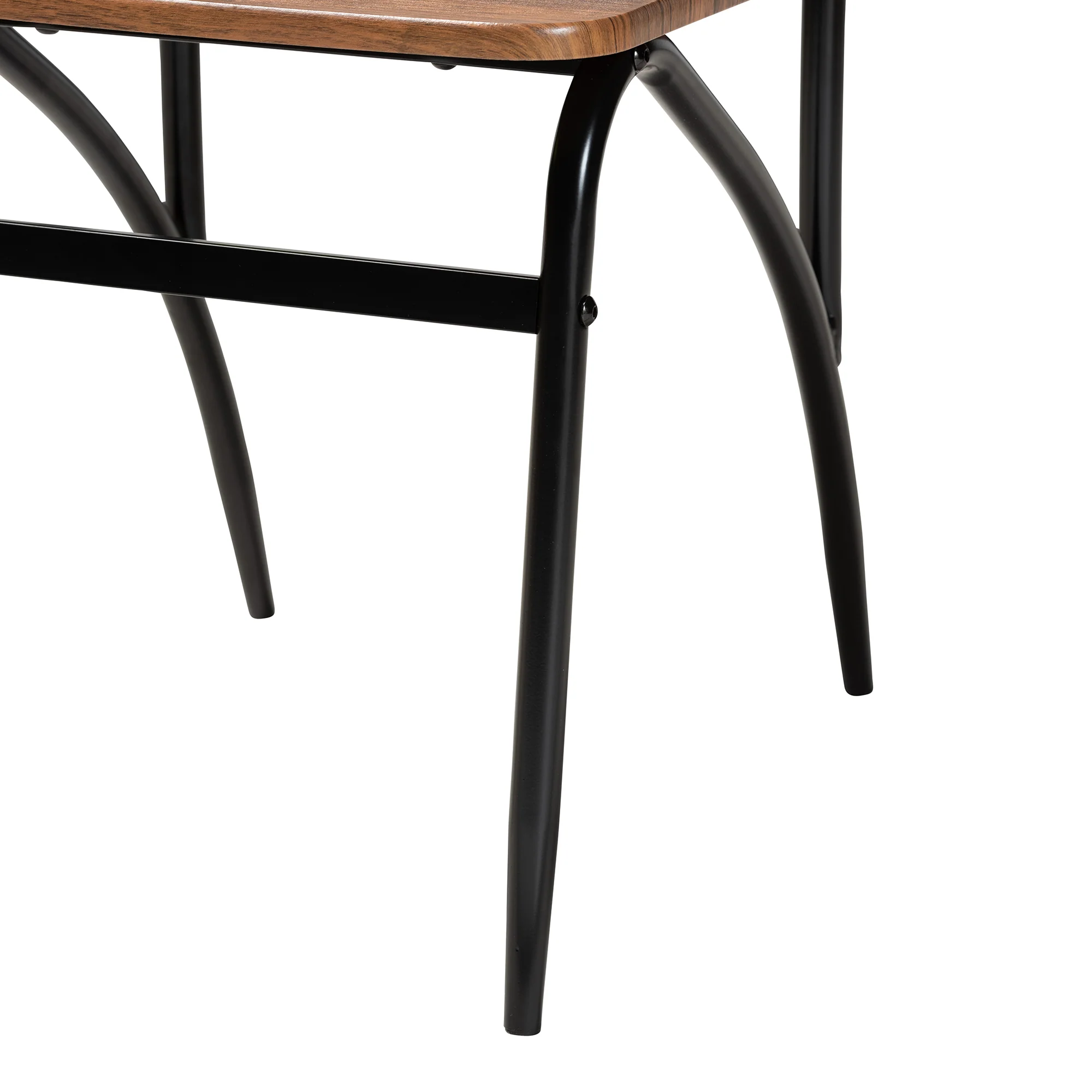 Baxton Studio Neona Modern Industrial Walnut Brown Finished Wood and Black Metal 5-Piece Dining Set - Image 7