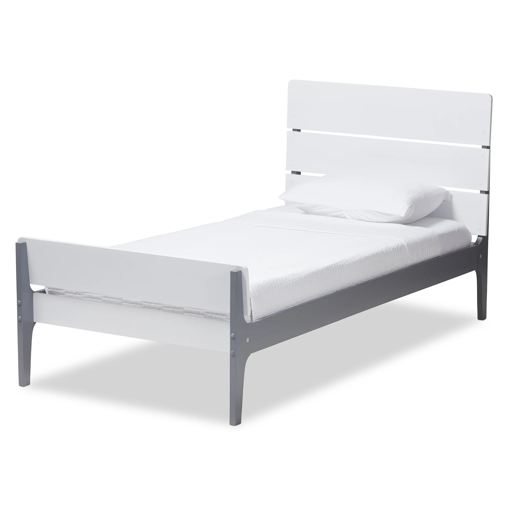 Baxton Studio Nereida Modern Classic Mission Style White and Dark Grey-Finished Wood Twin Platform Bed - Image 2