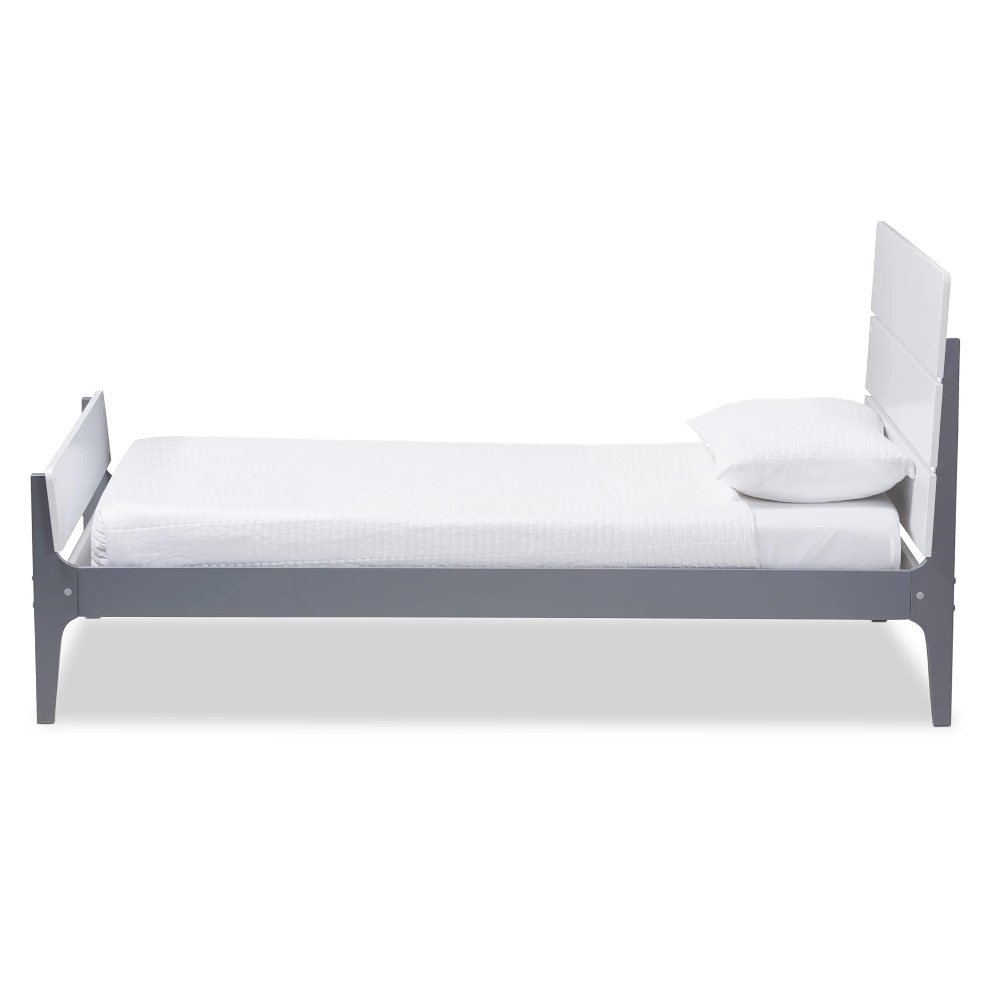 Baxton Studio Nereida Modern Classic Mission Style White and Dark Grey-Finished Wood Twin Platform Bed - Image 3