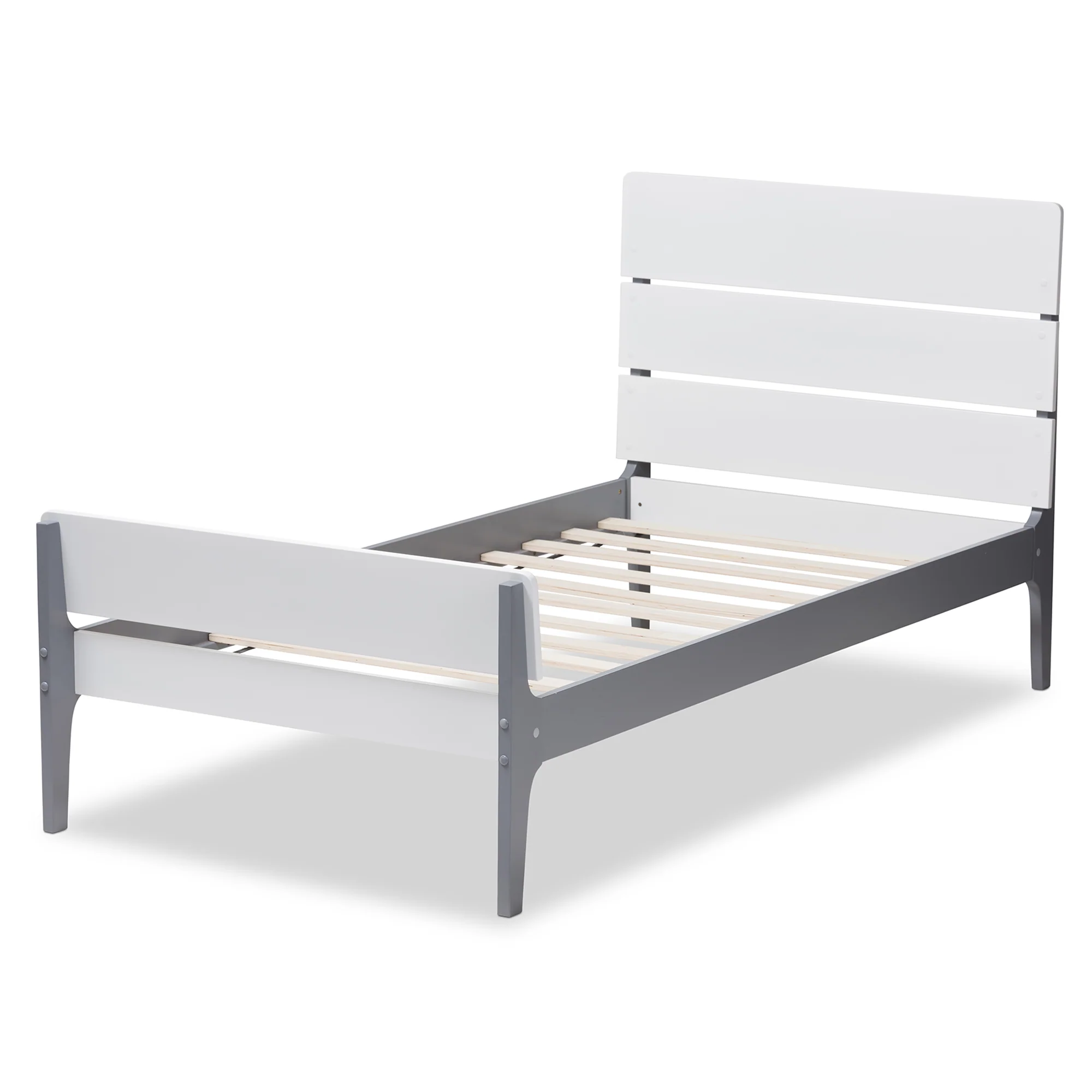 Baxton Studio Nereida Modern Classic Mission Style White and Dark Grey-Finished Wood Twin Platform Bed - Image 4