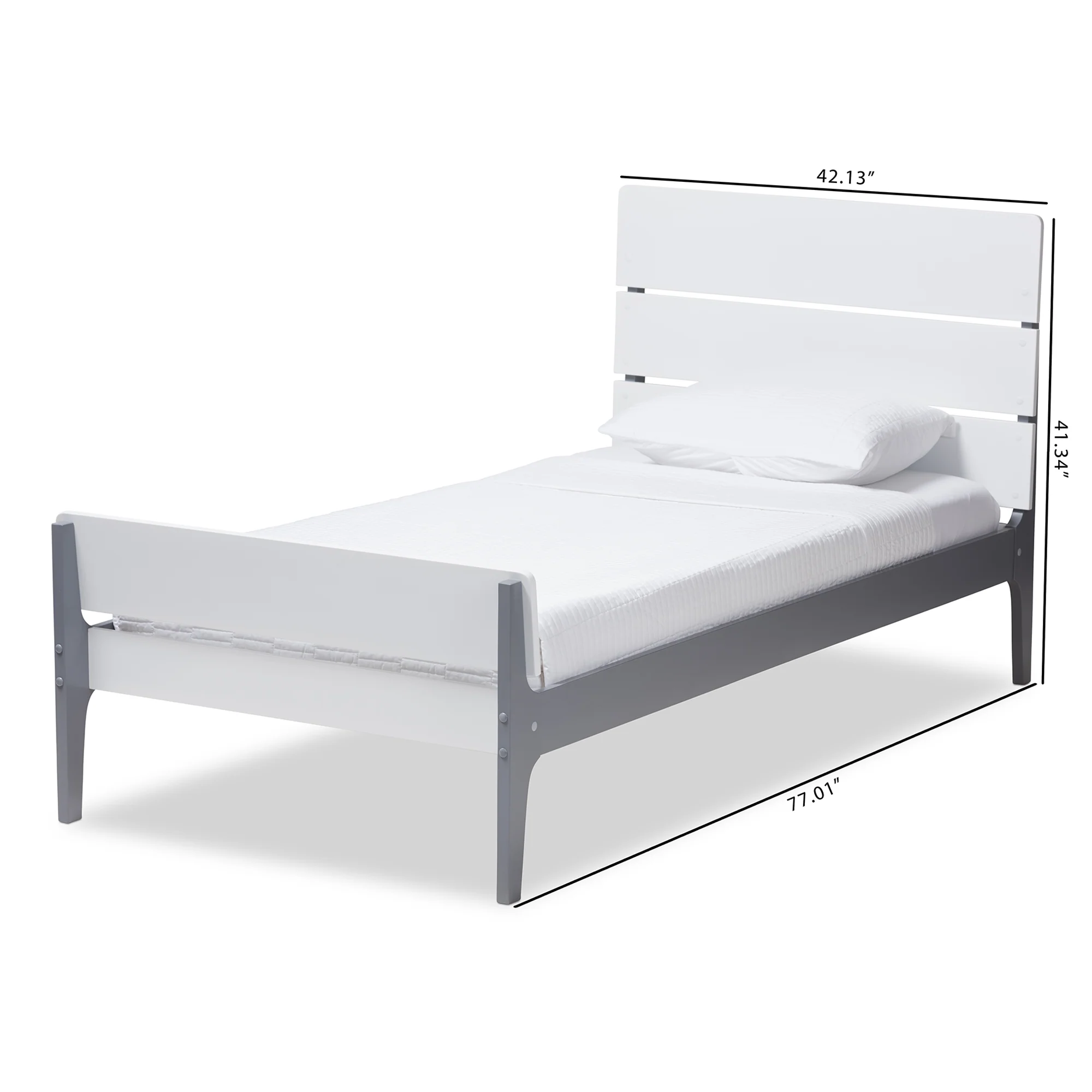 Baxton Studio Nereida Modern Classic Mission Style White and Dark Grey-Finished Wood Twin Platform Bed - Image 8