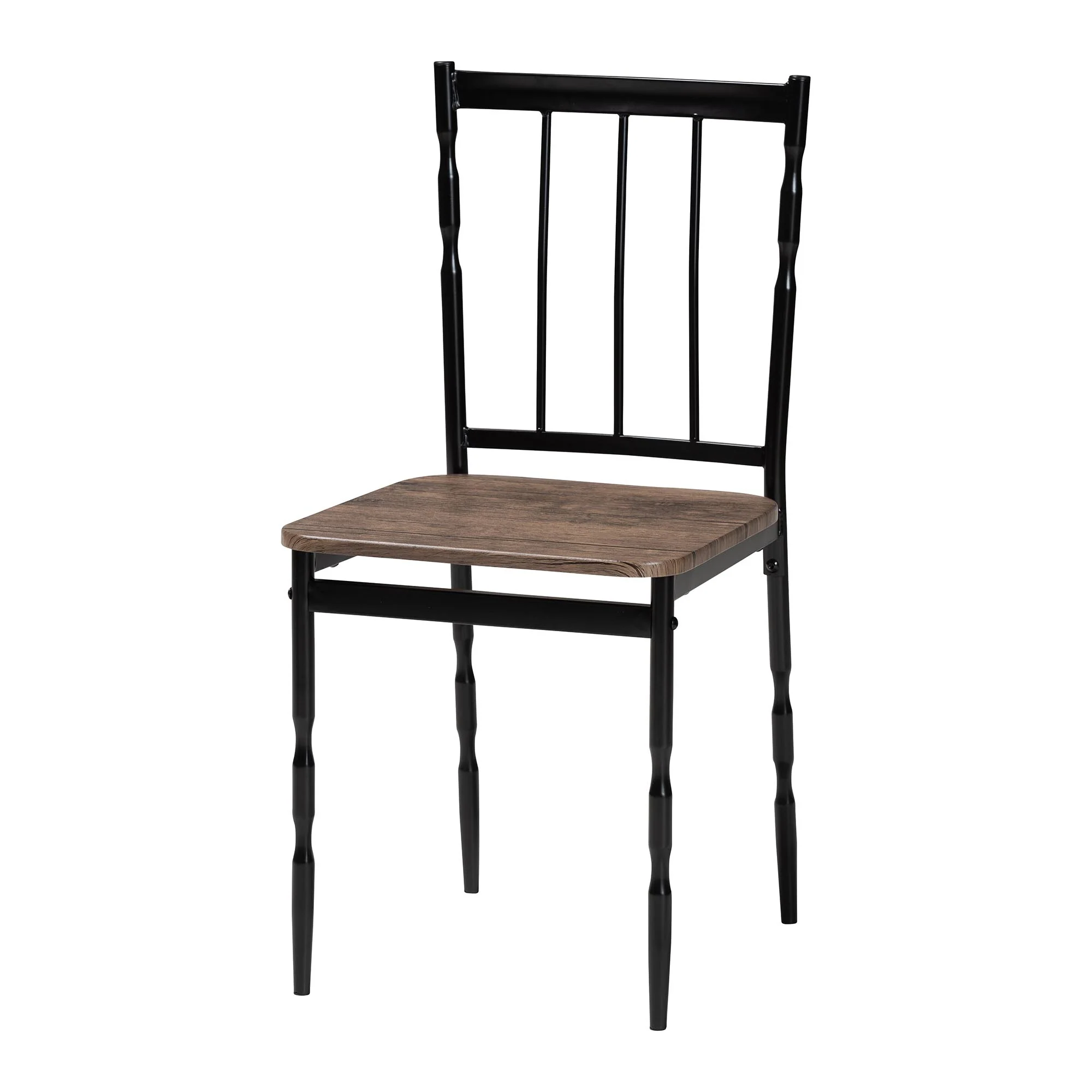 Baxton Studio Nevan Modern Industrial Brown Wood and Metal 5-Piece Dining Set - Image 5