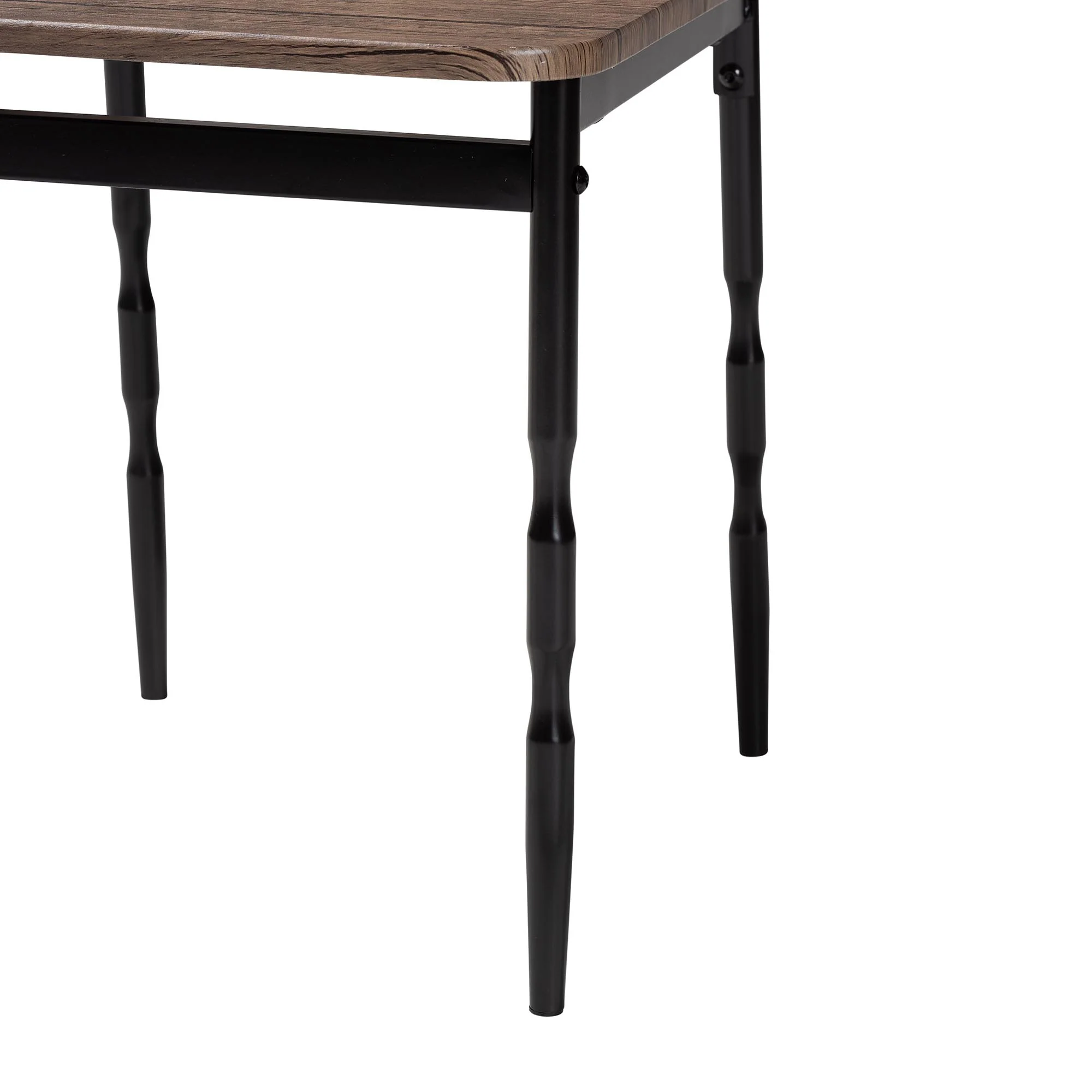 Baxton Studio Nevan Modern Industrial Brown Wood and Metal 5-Piece Dining Set - Image 9
