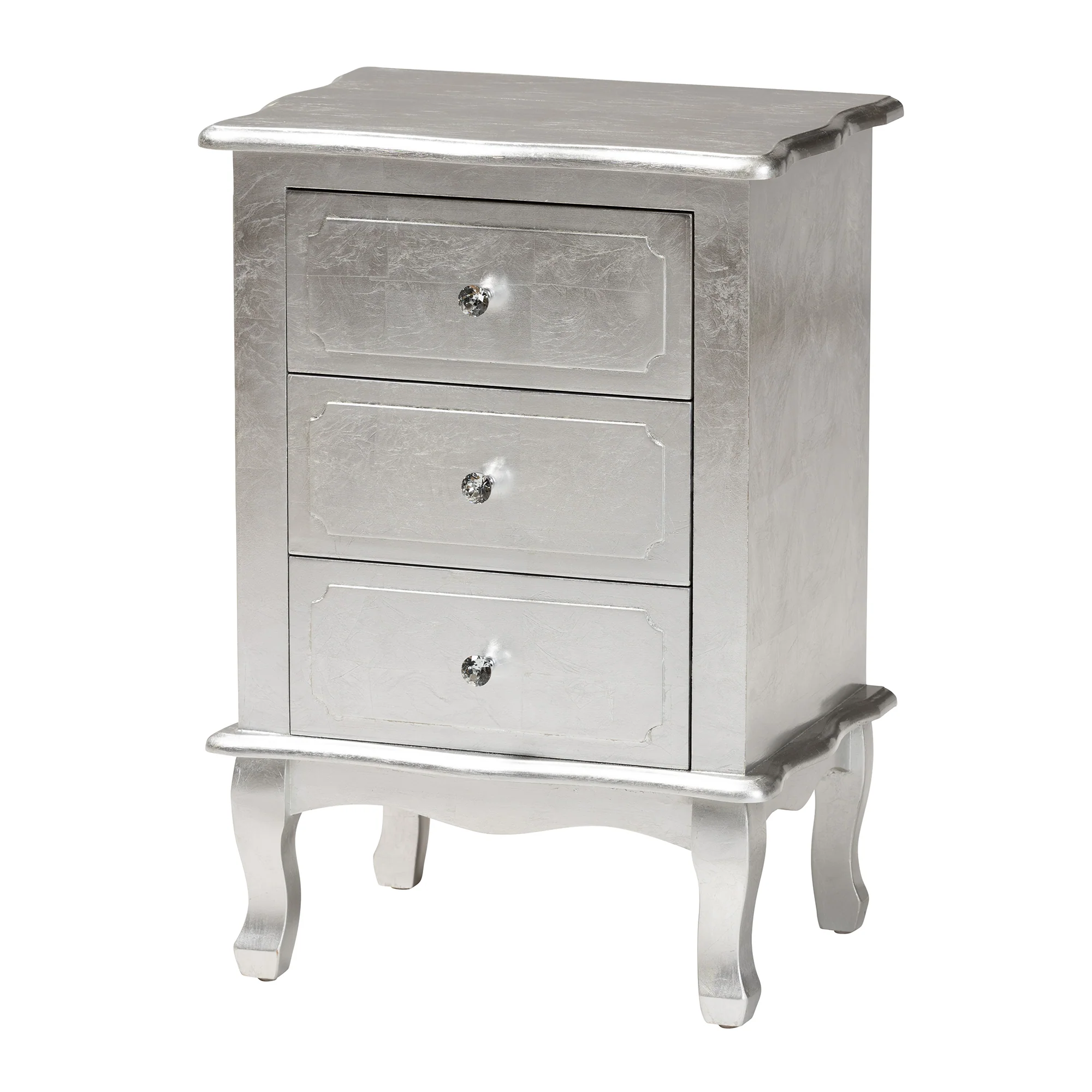 Baxton Studio Newton Classic and Traditional Silver Finished Wood 3-Drawer End Table - Image 4