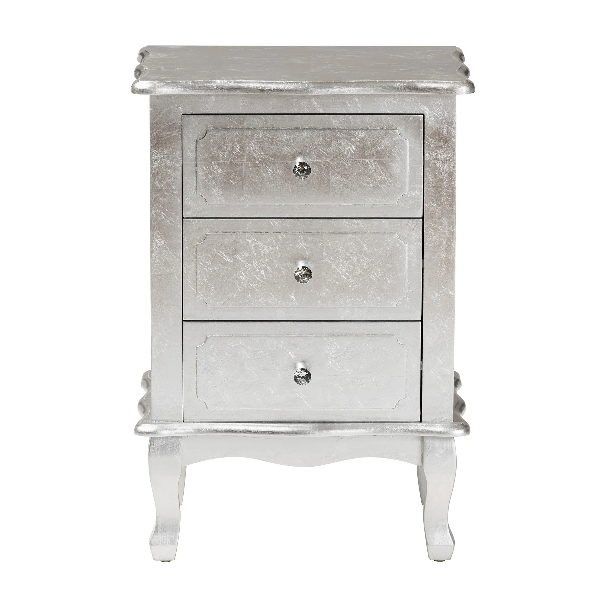 Baxton Studio Newton Classic and Traditional Silver Finished Wood 3-Drawer End Table - Image 6