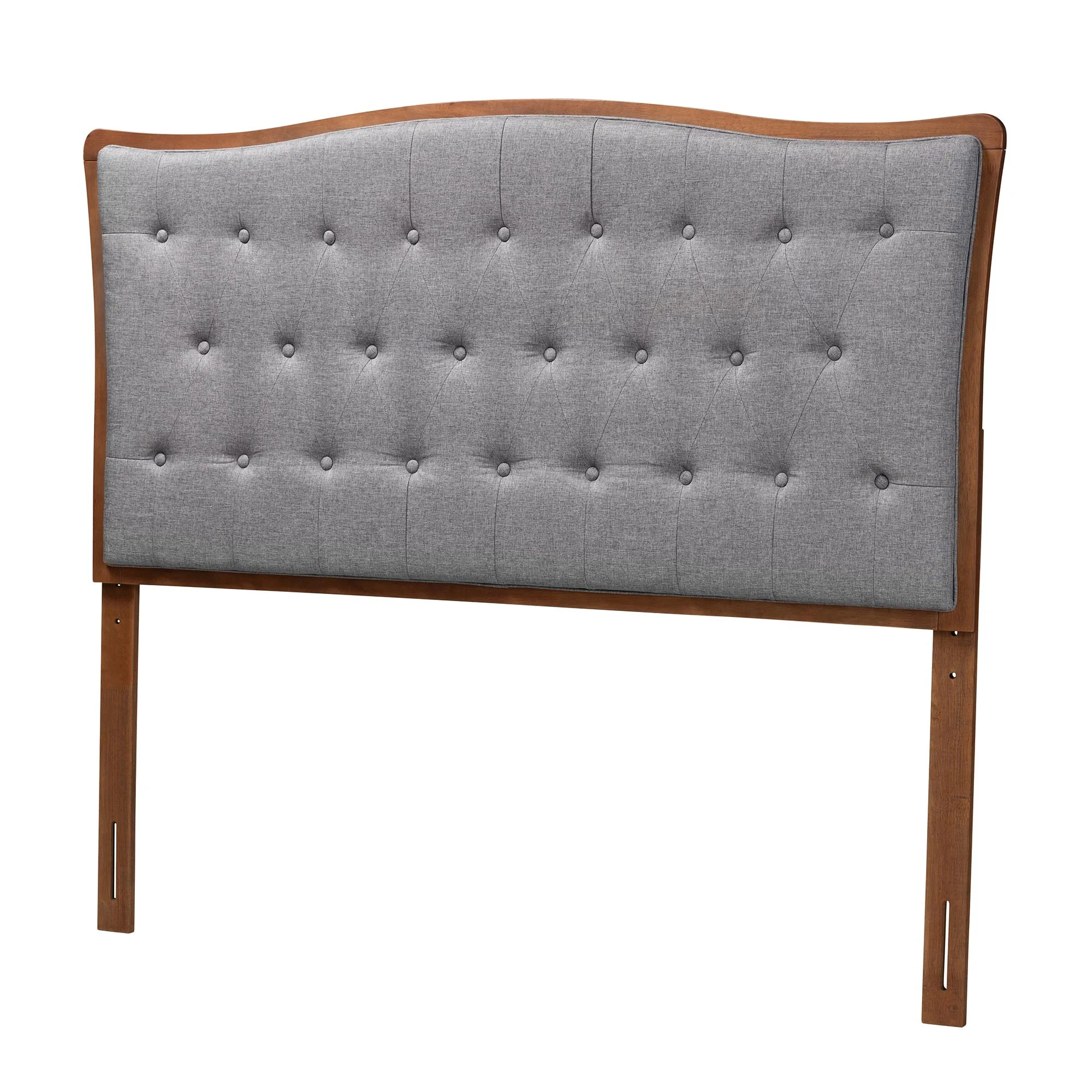 Baxton Studio Nikita Classic and Traditional Grey Fabric and Walnut Brown Finished Wood King Size Headboard - Image 2