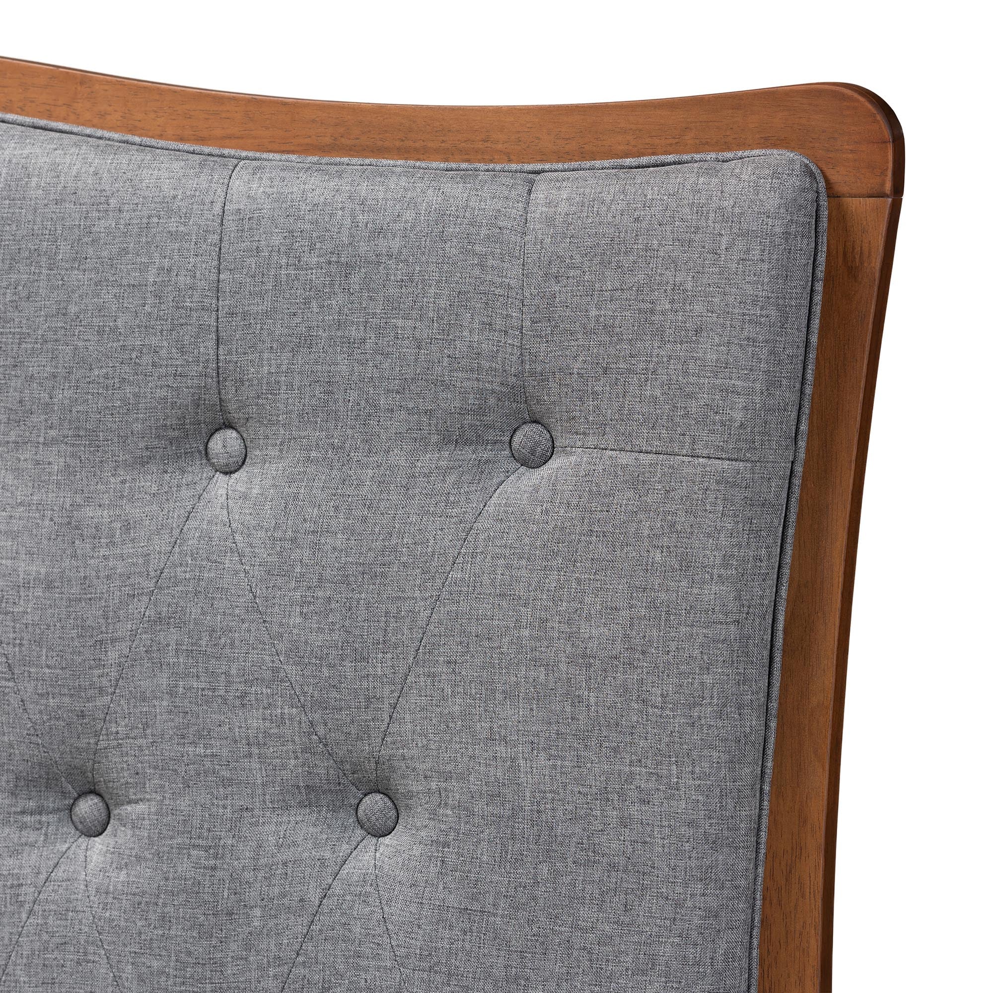 Baxton Studio Nikita Classic and Traditional Grey Fabric and Walnut Brown Finished Wood King Size Headboard - Image 4