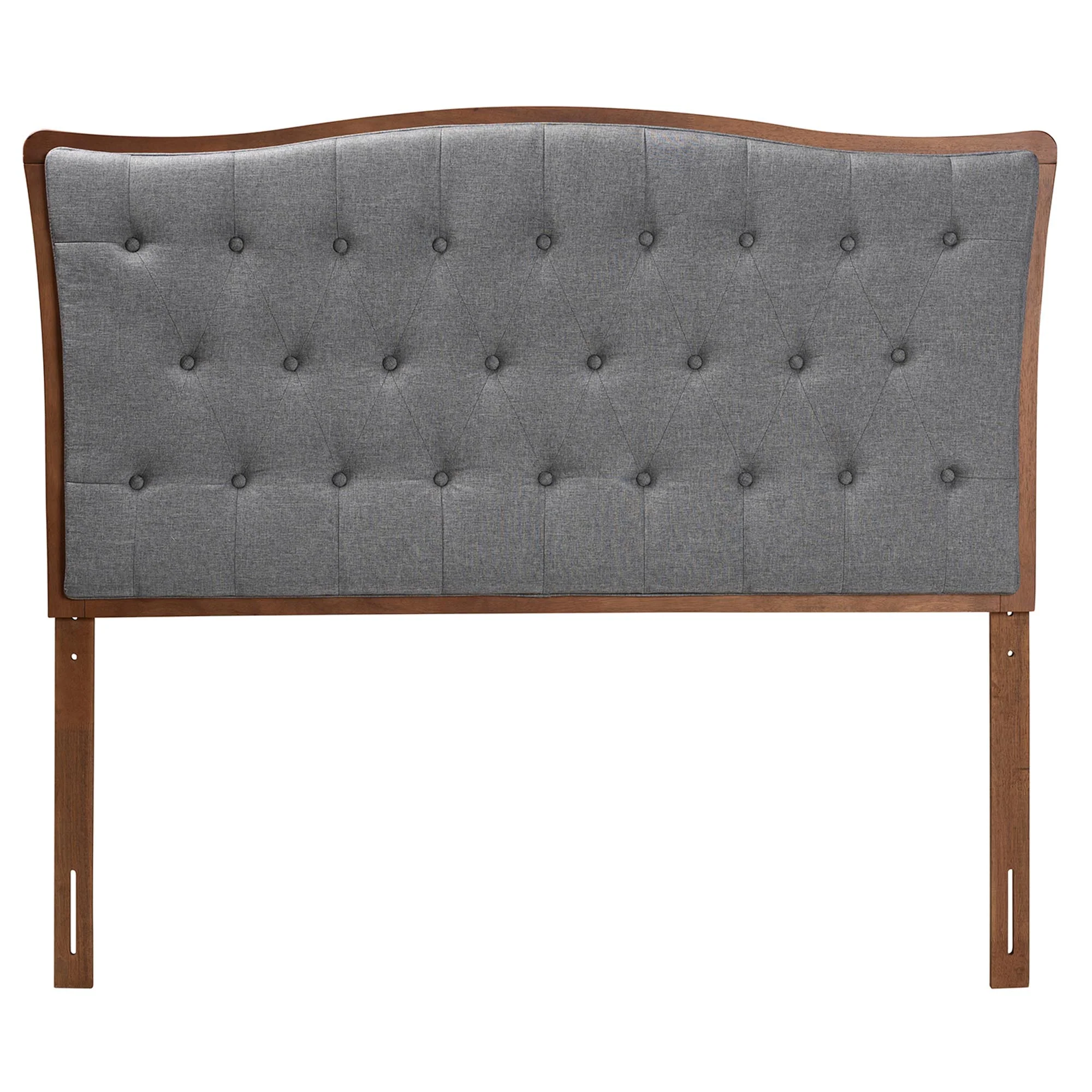 Baxton Studio Nikita Classic and Traditional Grey Fabric and Walnut Brown Finished Wood Queen Size Headboard - Image 3