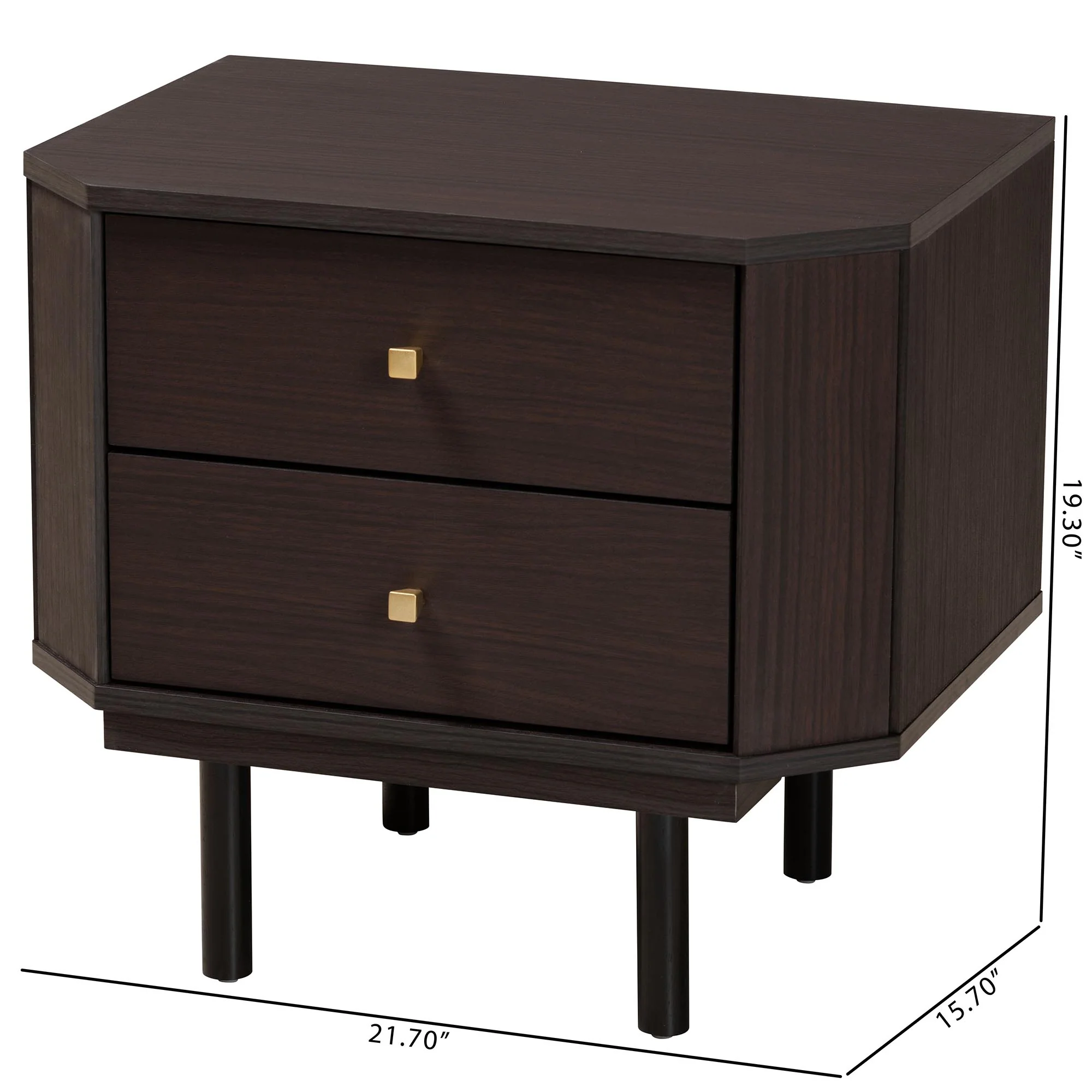 Baxton Studio Norwood Modern Transitional Two-Tone Black and Espresso Brown Finished Wood 2-Drawer End Table - Image 10