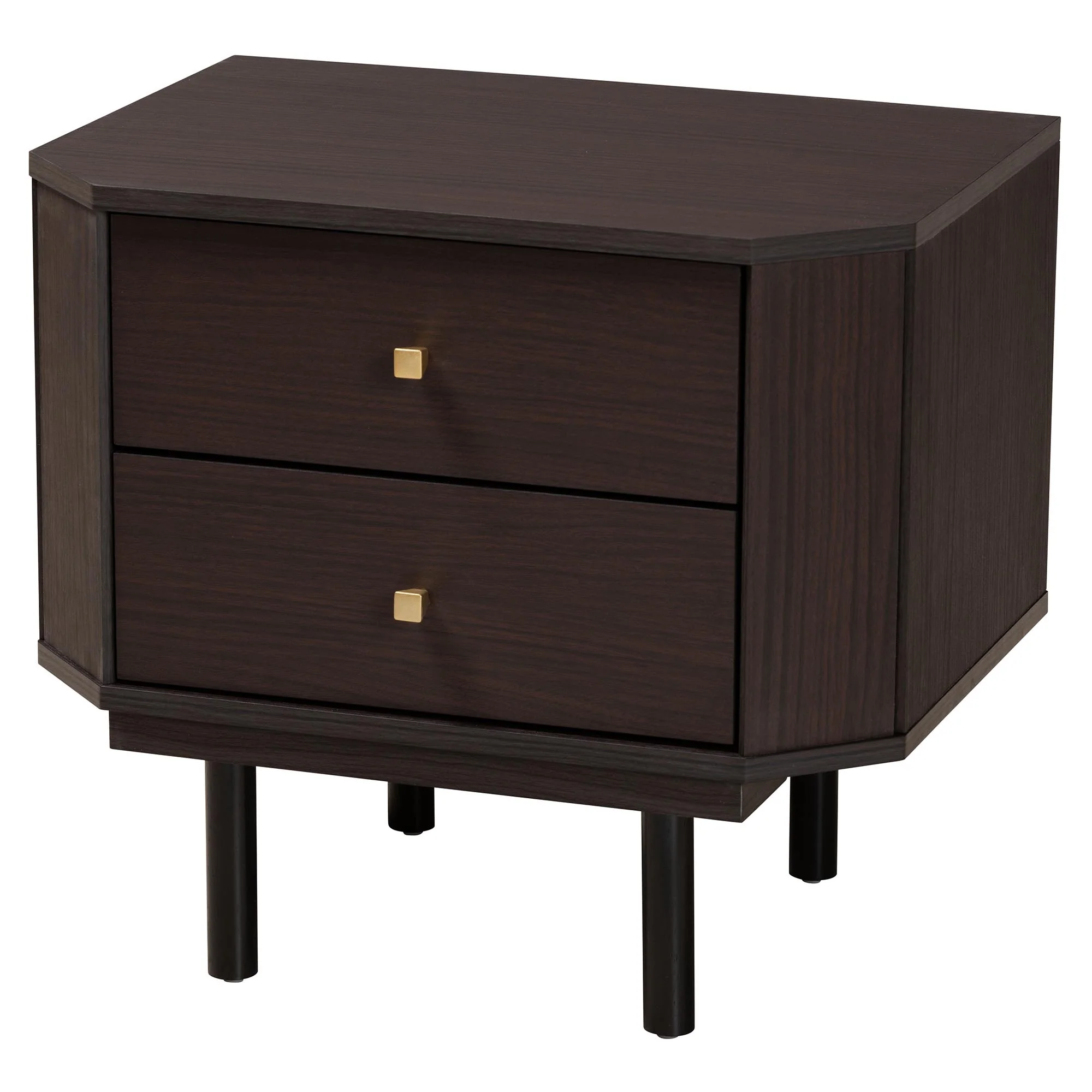 Baxton Studio Norwood Modern Transitional Two-Tone Black and Espresso Brown Finished Wood 2-Drawer End Table - Image 2