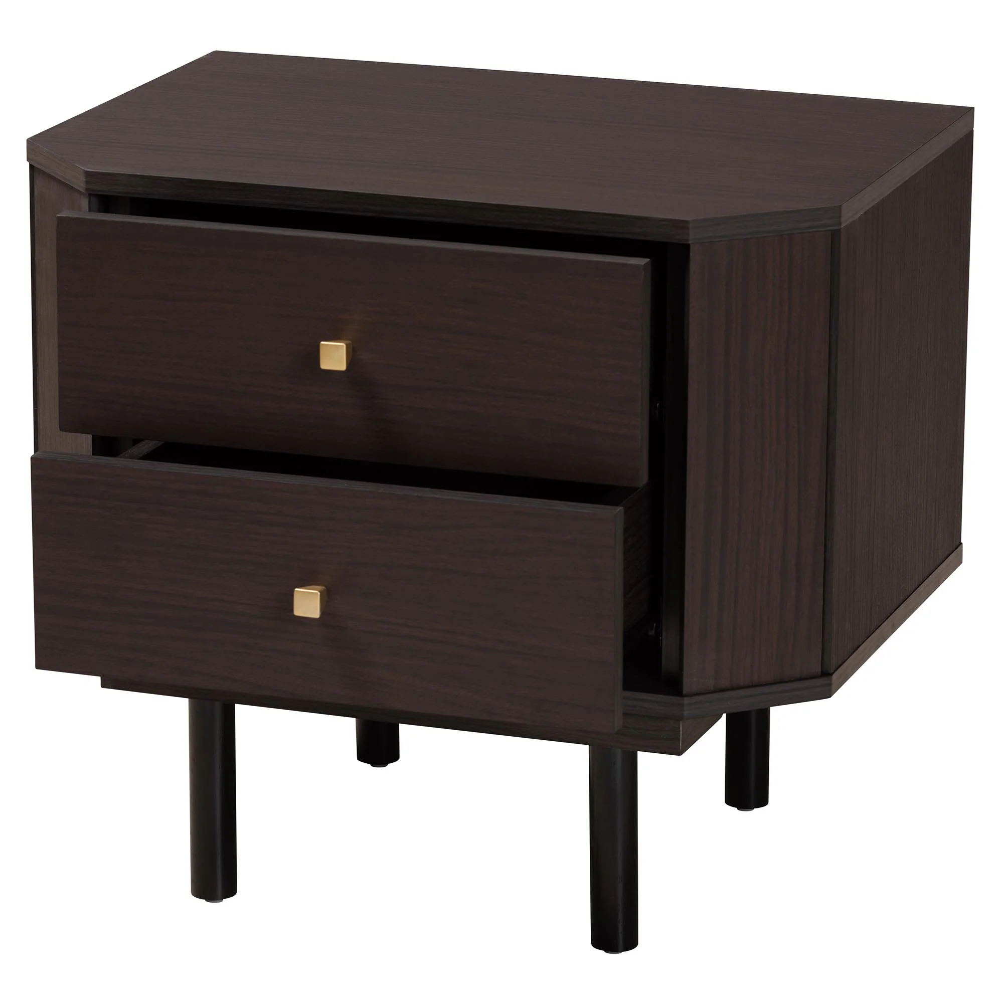 Baxton Studio Norwood Modern Transitional Two-Tone Black and Espresso Brown Finished Wood 2-Drawer End Table - Image 3