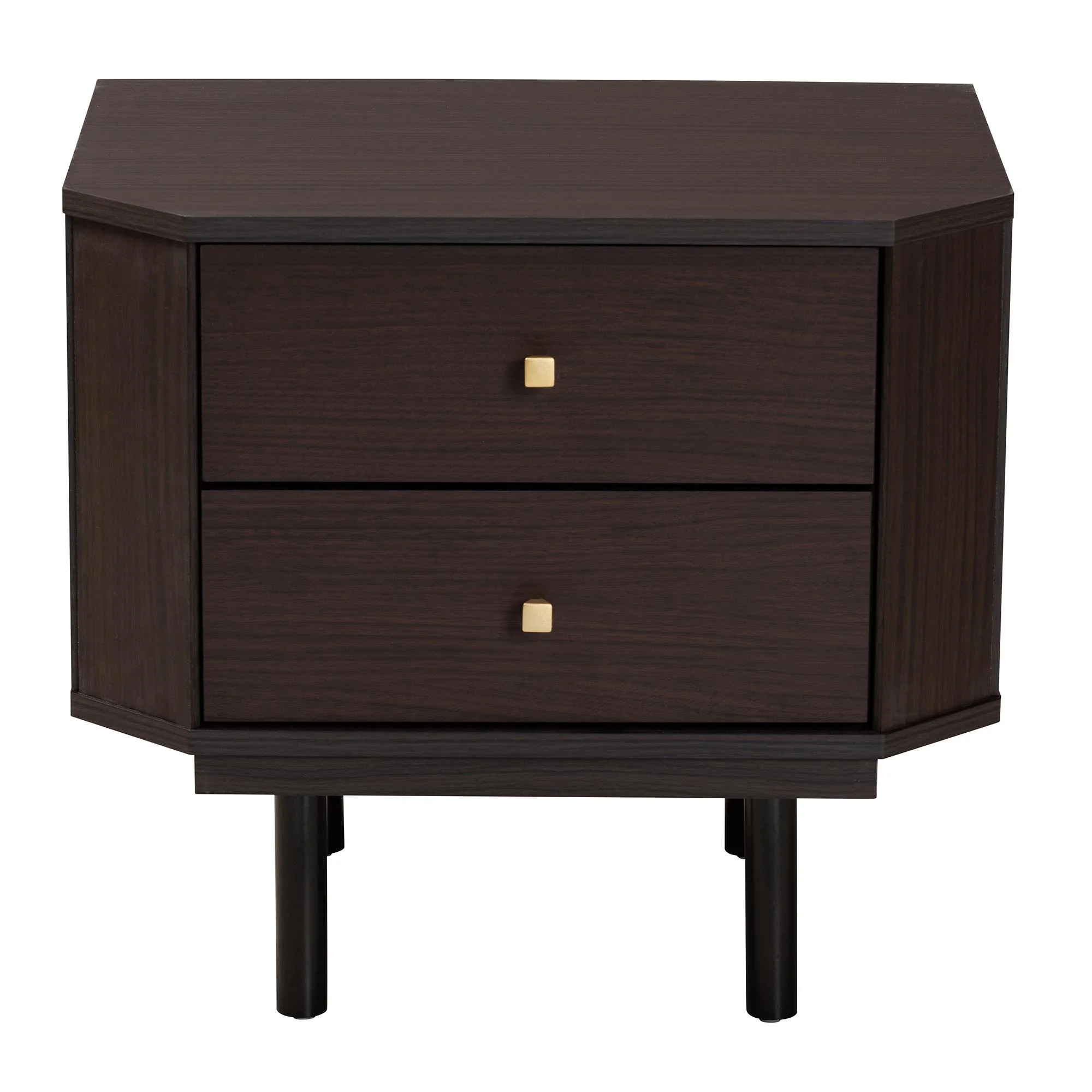 Baxton Studio Norwood Modern Transitional Two-Tone Black and Espresso Brown Finished Wood 2-Drawer End Table - Image 4