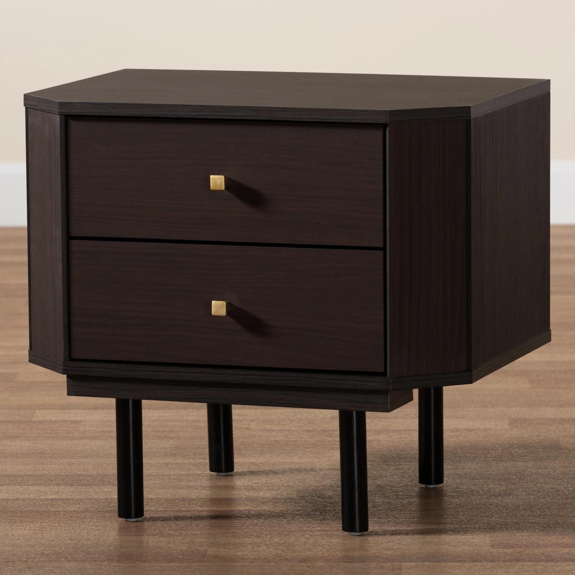 Baxton Studio Norwood Modern Transitional Two-Tone Black and Espresso Brown Finished Wood 2-Drawer End Table - Image 9