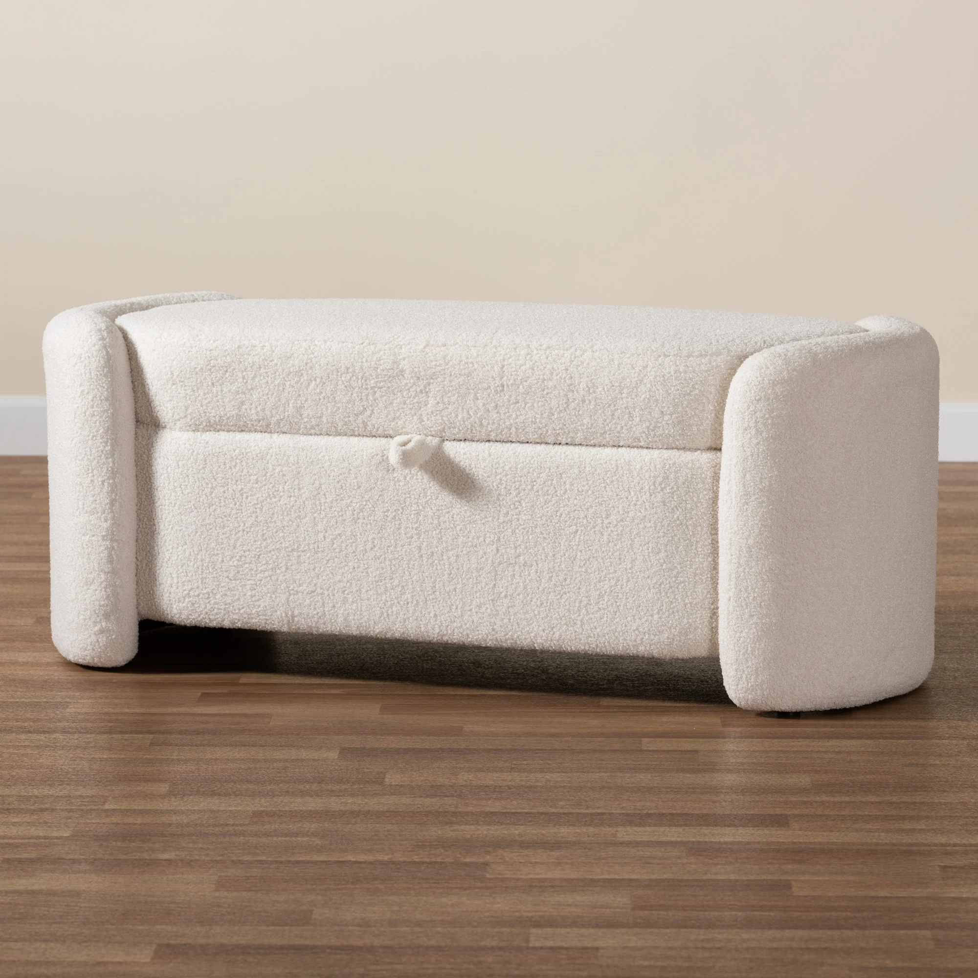 Baxton Studio Oakes Modern and Contemporary Ivory Boucle Upholstered Storage Bench - Image 10
