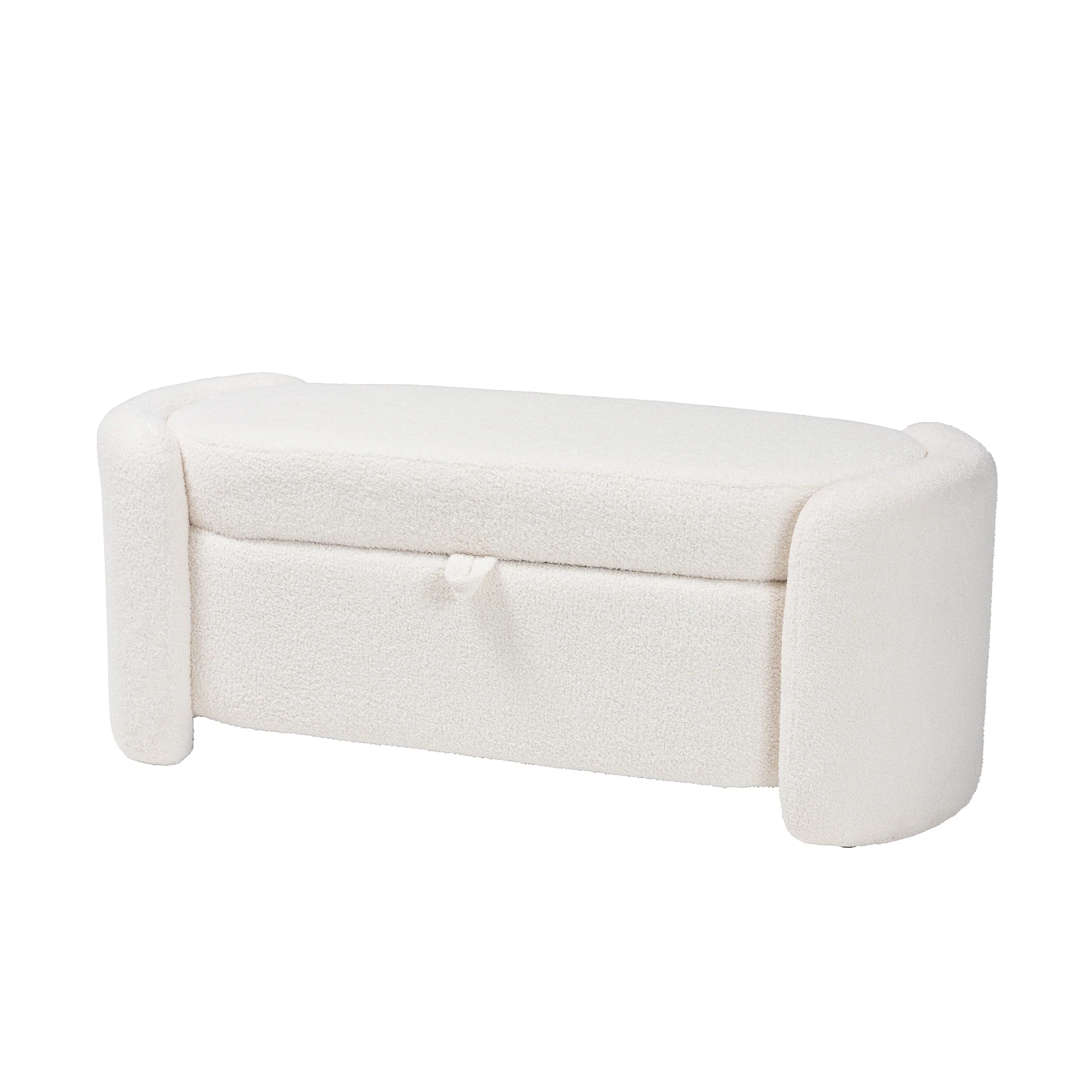 Baxton Studio Oakes Modern and Contemporary Ivory Boucle Upholstered Storage Bench - Image 2