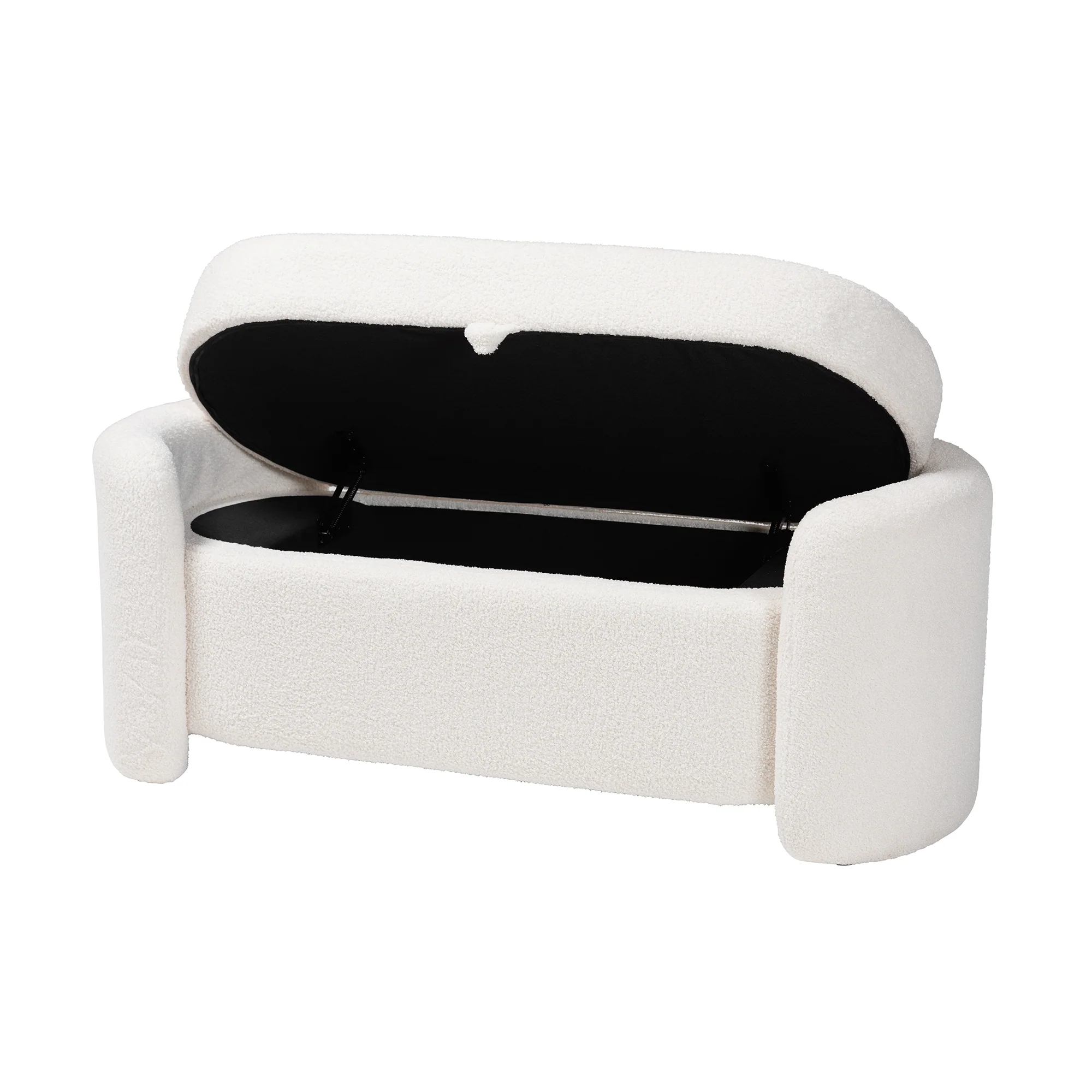 Baxton Studio Oakes Modern and Contemporary Ivory Boucle Upholstered Storage Bench - Image 3