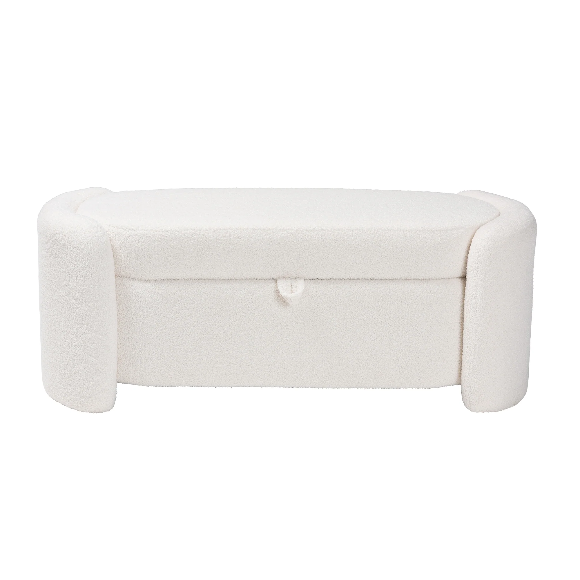 Baxton Studio Oakes Modern and Contemporary Ivory Boucle Upholstered Storage Bench - Image 4