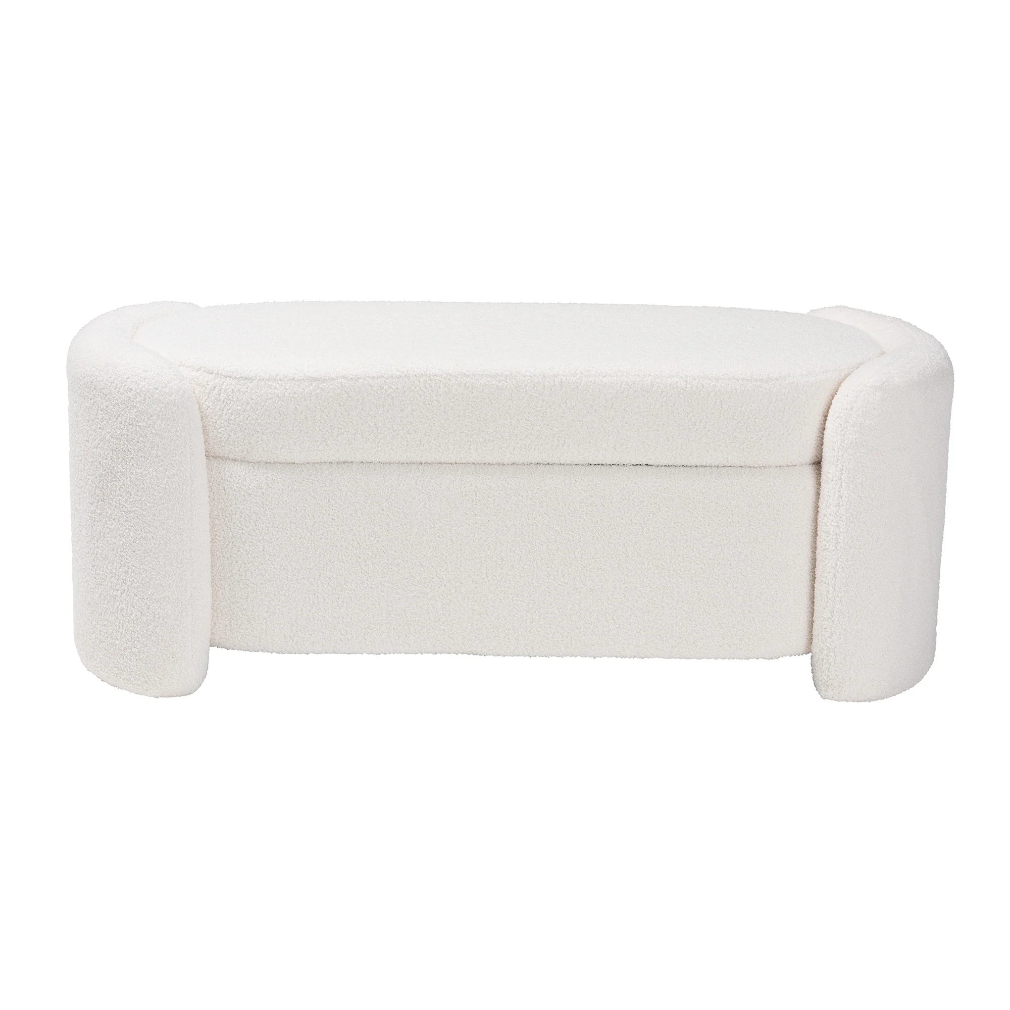 Baxton Studio Oakes Modern and Contemporary Ivory Boucle Upholstered Storage Bench - Image 6