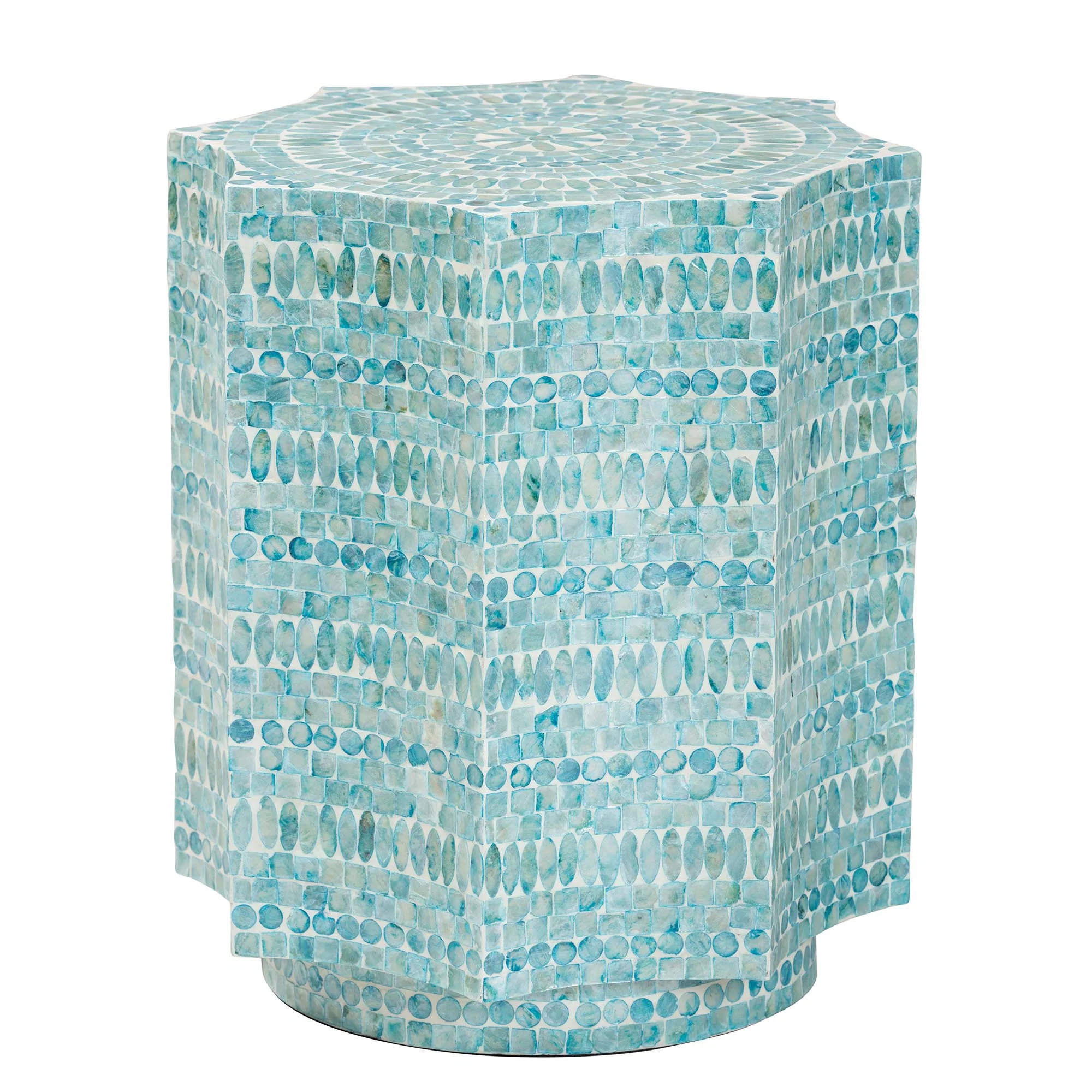 Baxton Studio Olesia Modern Bohemian Blue Mother of Pearl End Table - Image 2