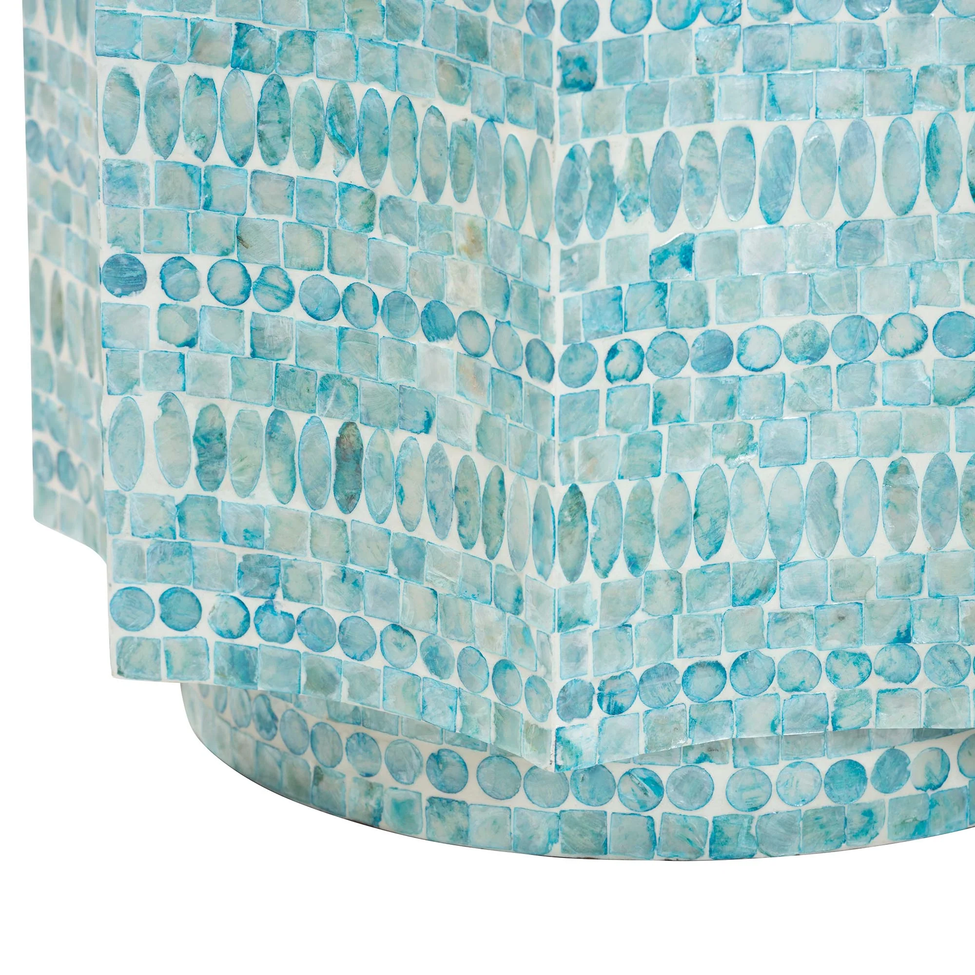 Baxton Studio Olesia Modern Bohemian Blue Mother of Pearl End Table - Image 3