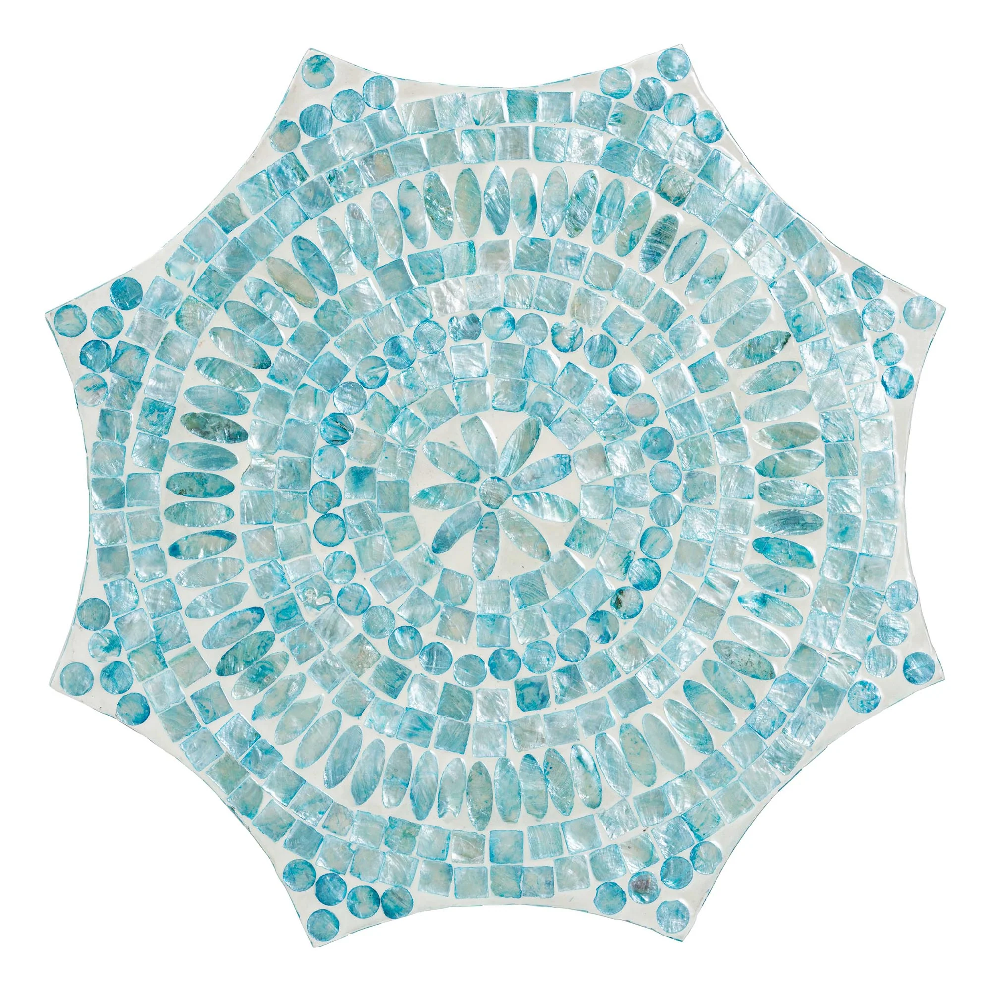 Baxton Studio Olesia Modern Bohemian Blue Mother of Pearl End Table - Image 4
