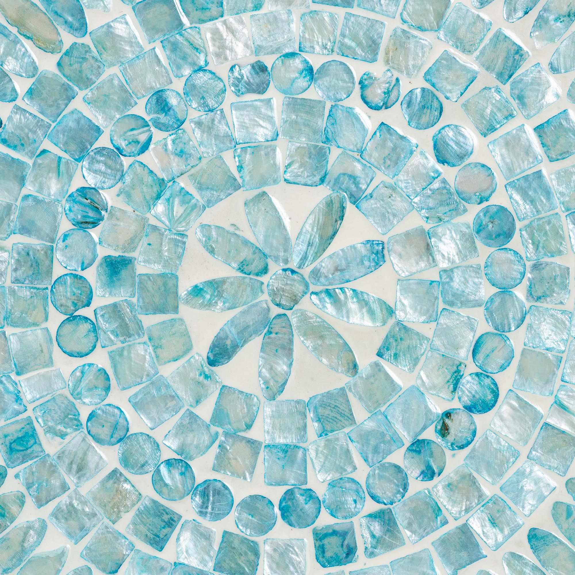 Baxton Studio Olesia Modern Bohemian Blue Mother of Pearl End Table - Image 5