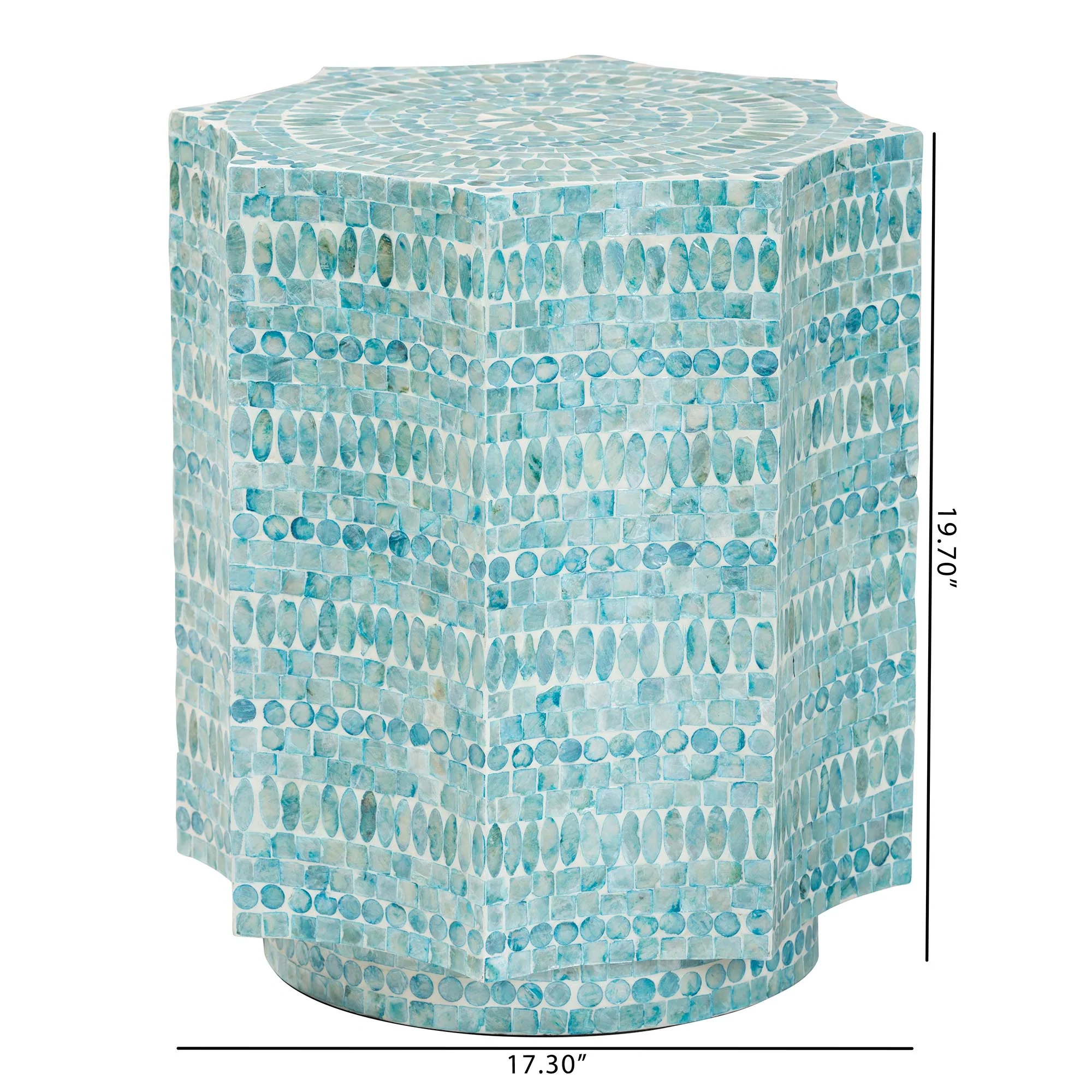 Baxton Studio Olesia Modern Bohemian Blue Mother of Pearl End Table - Image 7