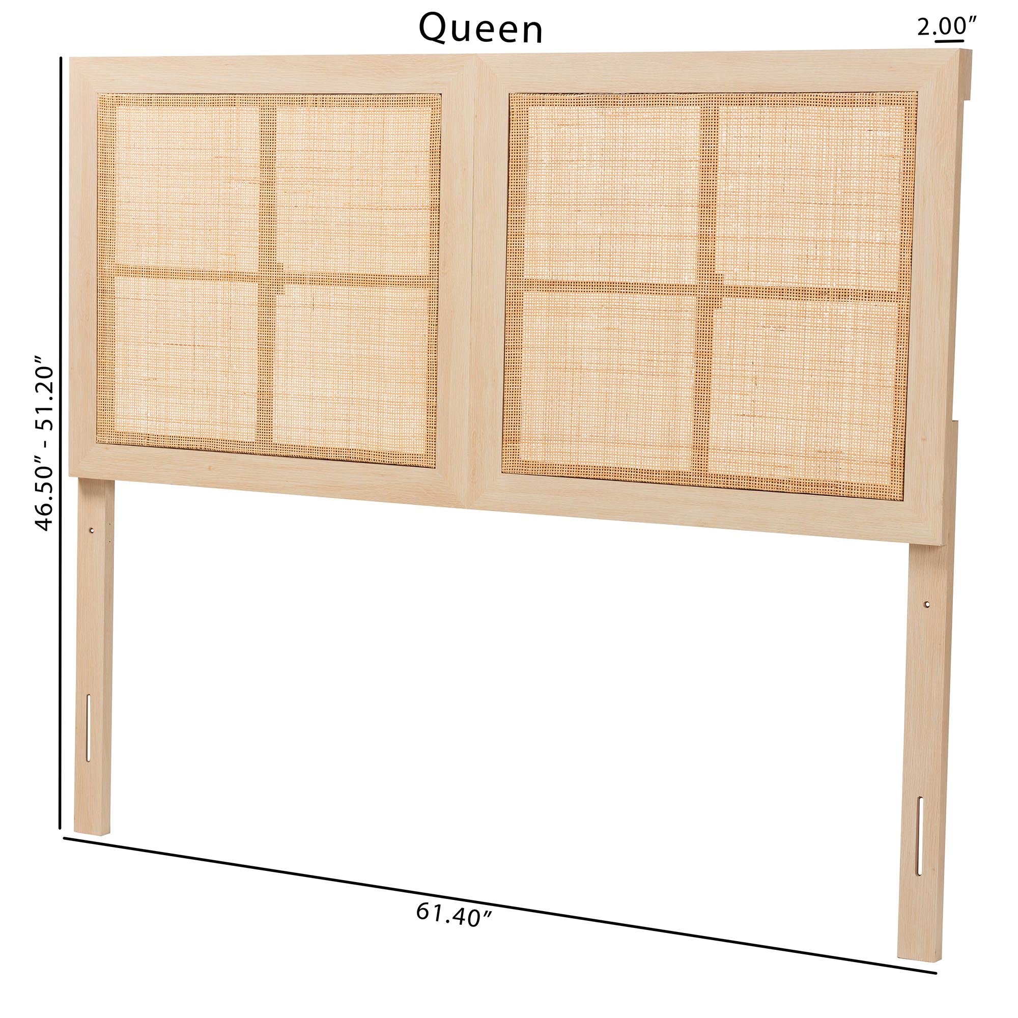 Baxton Studio Oline Modern Bohemian Light Brown Finished Wood and Natural Rattan Queen Size Headboard - Image 2