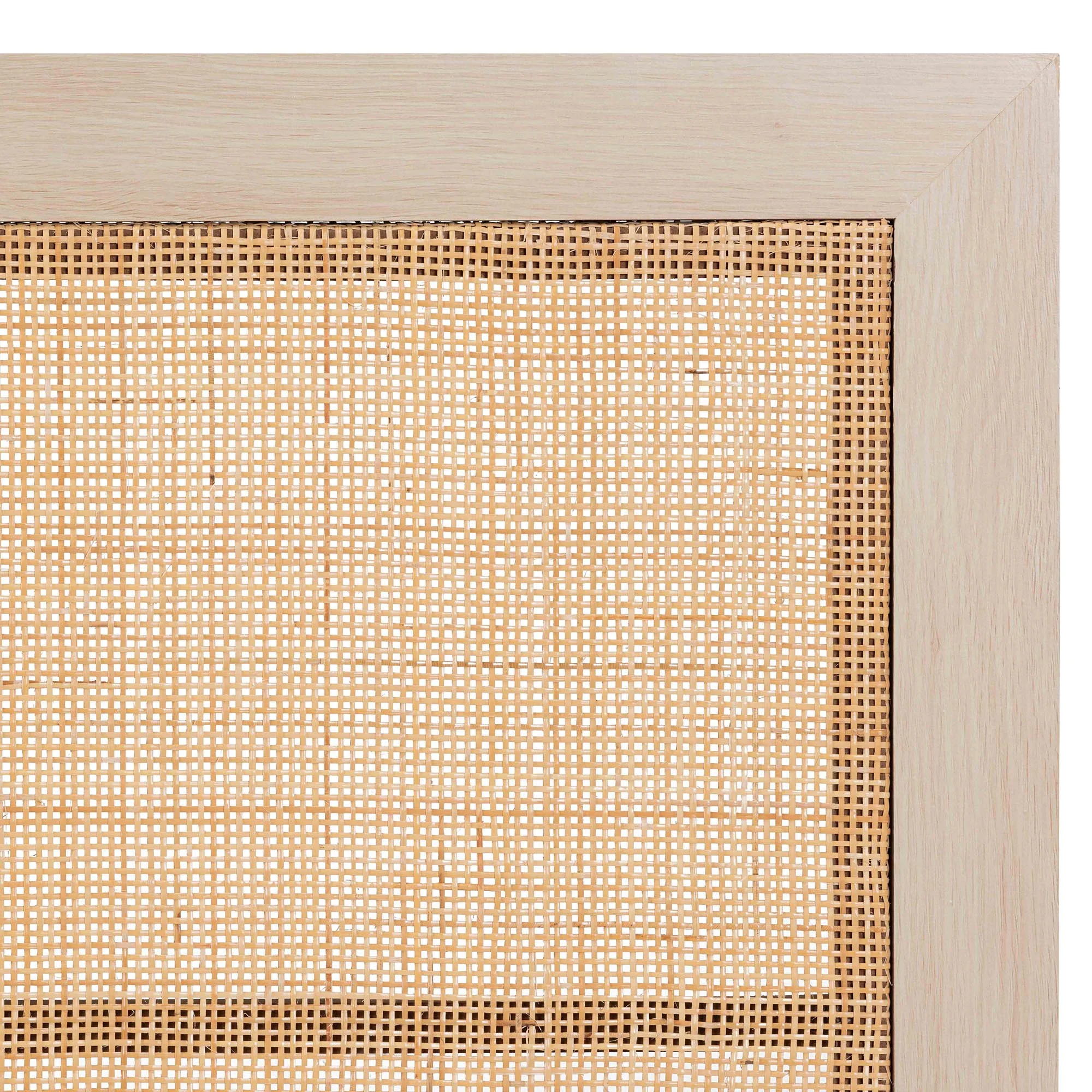 Baxton Studio Oline Modern Bohemian Light Brown Finished Wood and Natural Rattan Queen Size Headboard - Image 5