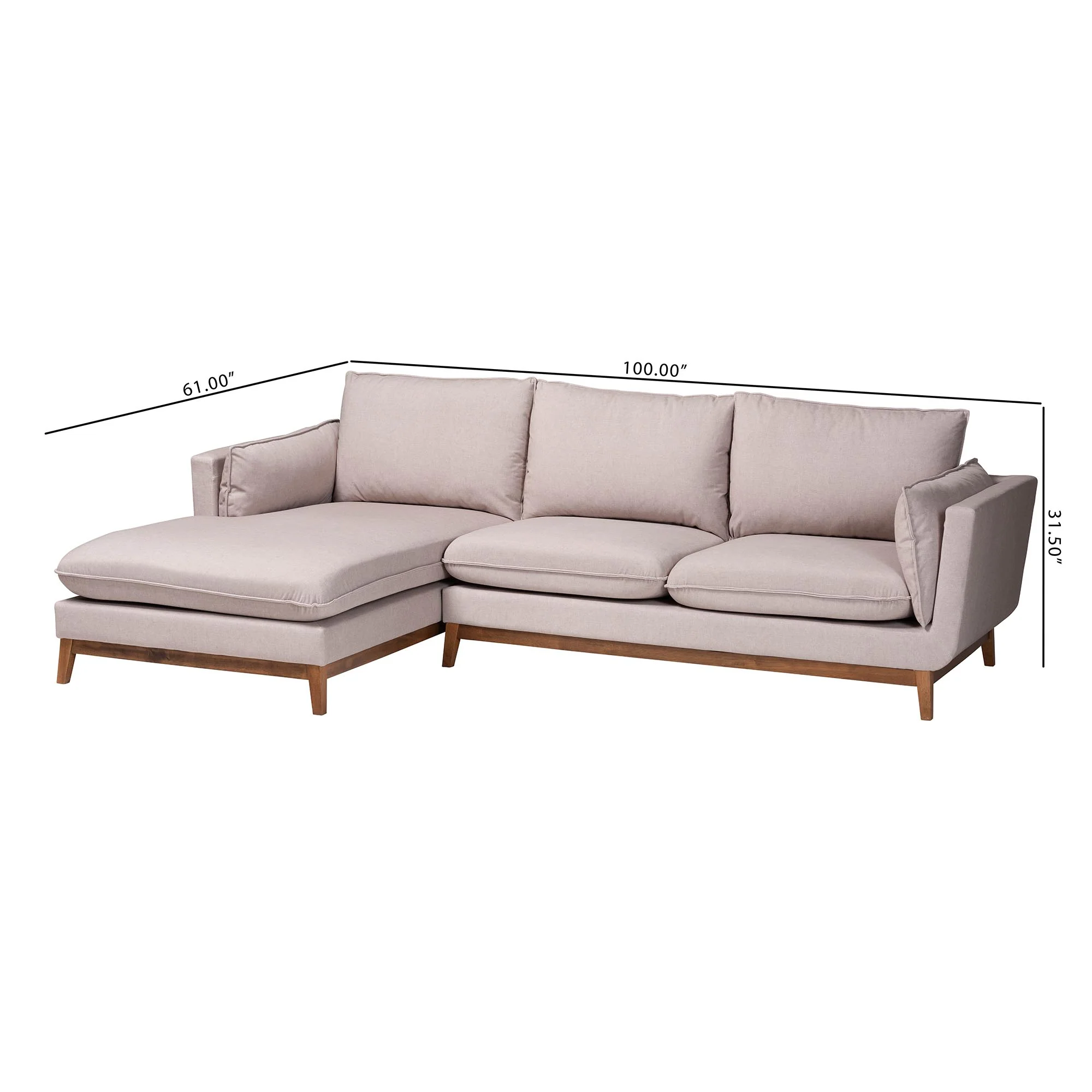Baxton Studio Olson Modern Beige Fabric Left Facing Sectional Sofa - Image 2
