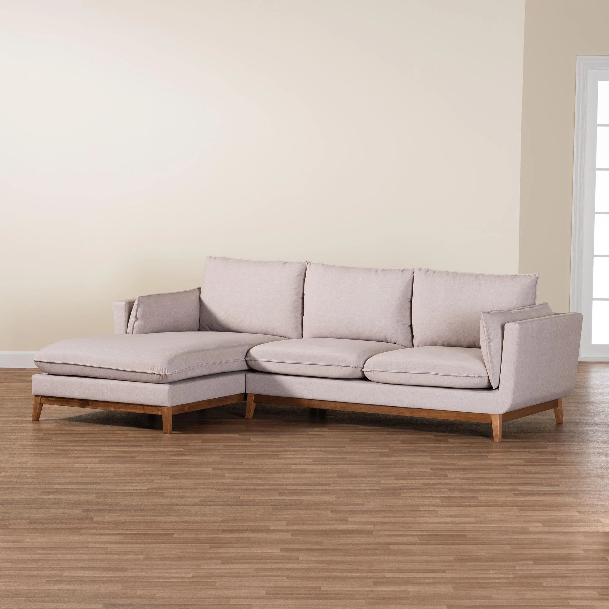 Baxton Studio Olson Modern Beige Fabric Left Facing Sectional Sofa - Image 8