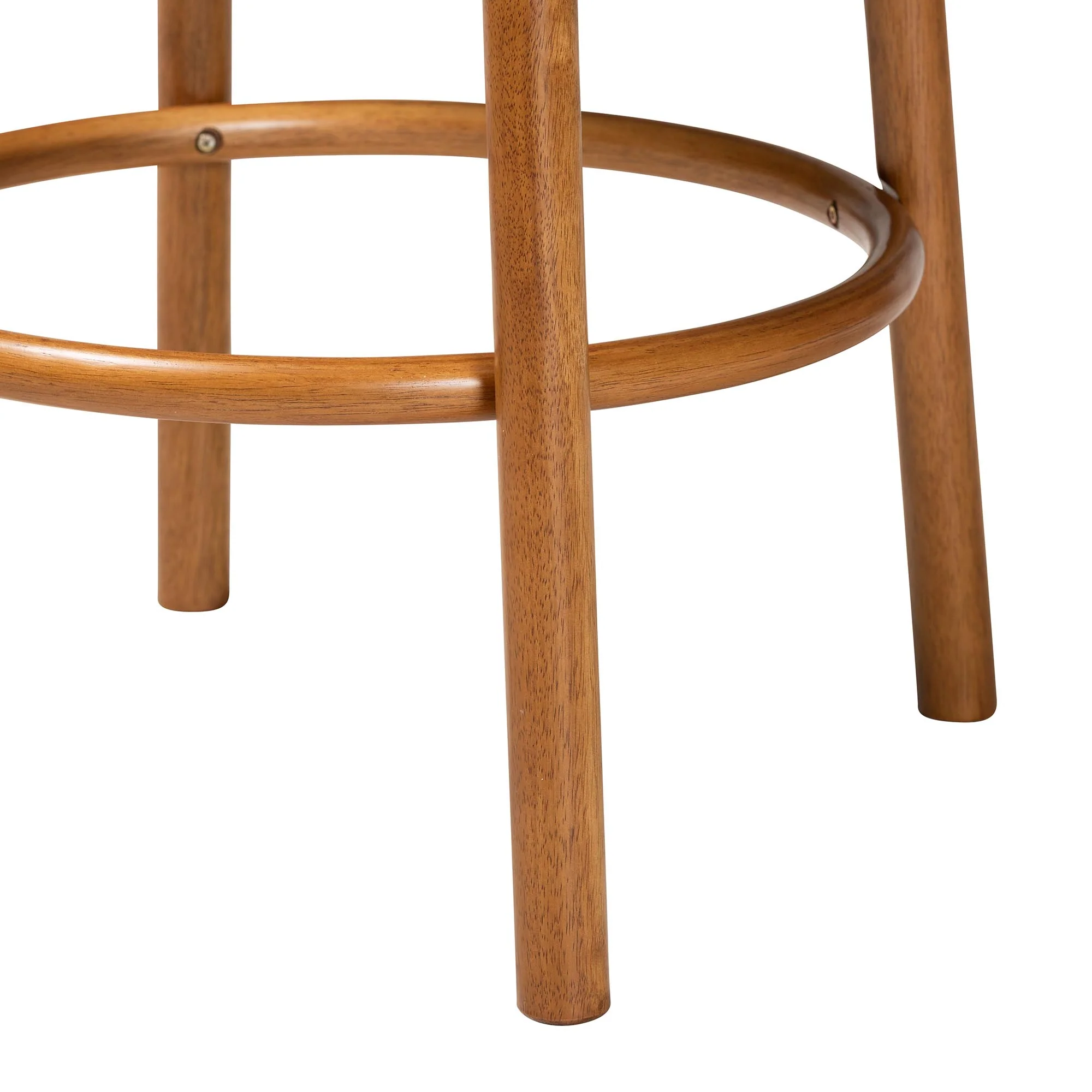 Baxton Studio Olwen Modern Japandi Cream Boucle Fabric and Walnut Brown Finished Wood 2-Piece Bar Stool Set - Image 4