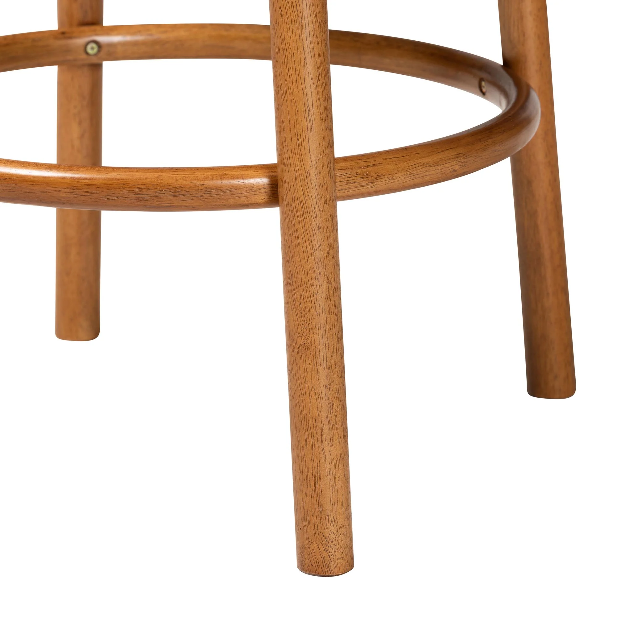 Baxton Studio Olwen Modern Japandi Light Grey Boucle Fabric and Walnut Brown Finished Wood 2-Piece Bar Stool Set - Image 4