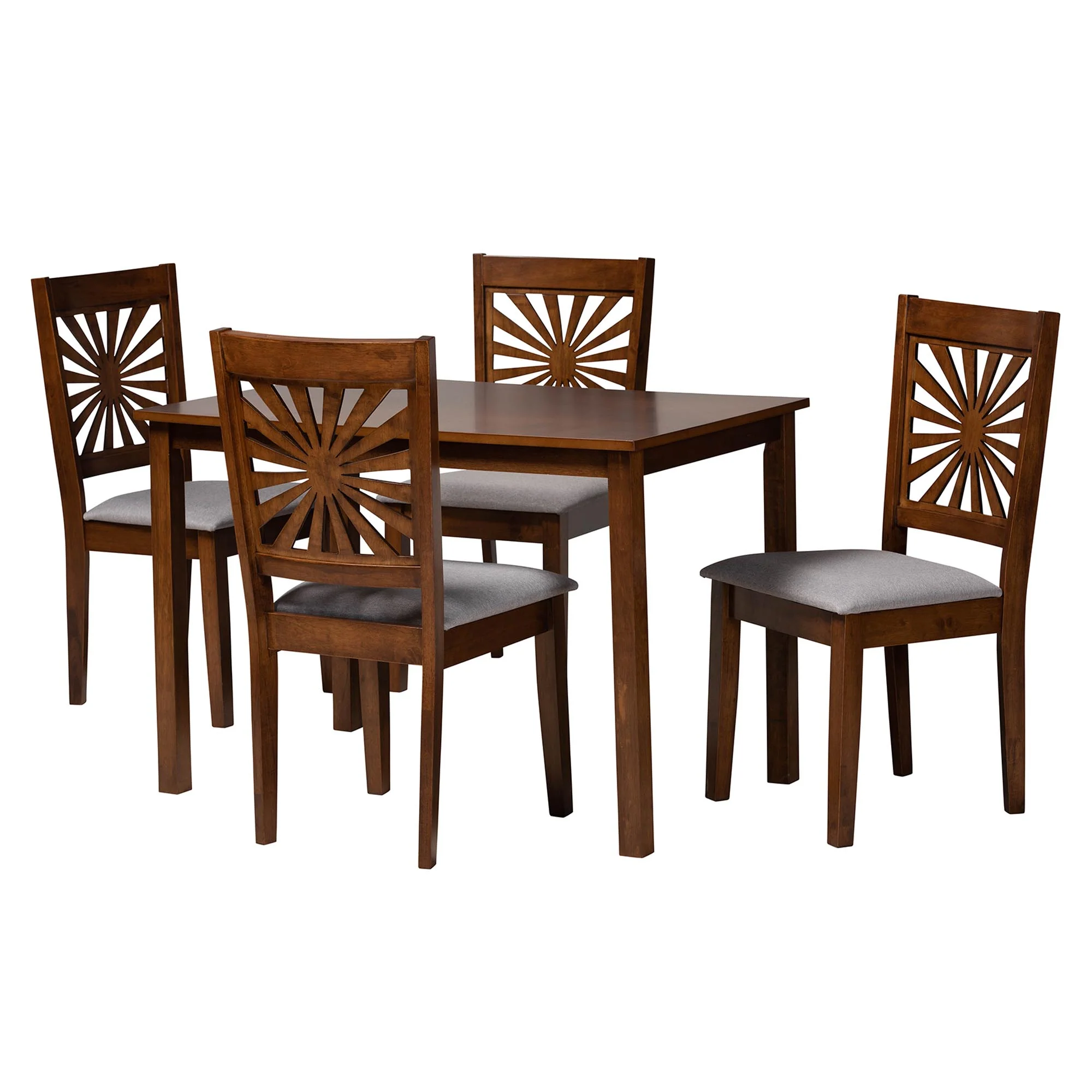 Baxton Studio Olympia Modern Beige Fabric and Espresso Brown Finished Wood 5-Piece Dining Set - Image 24