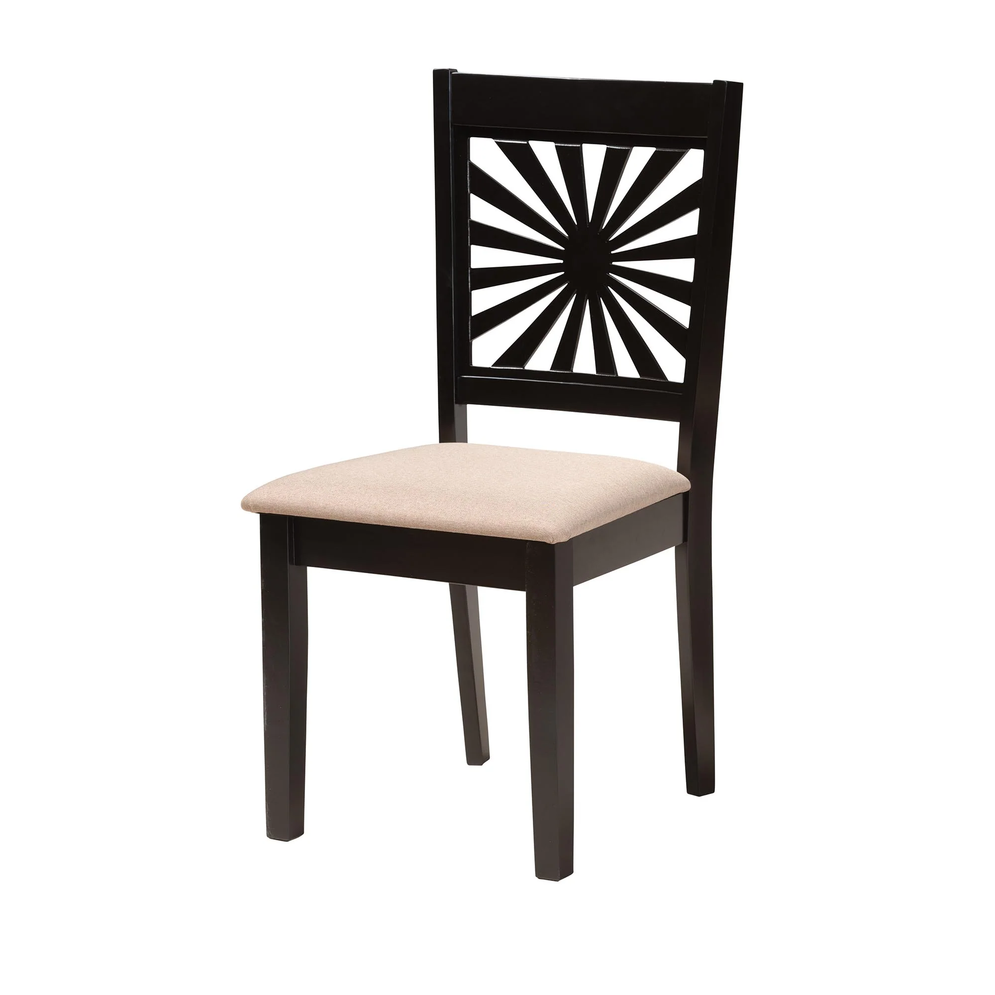 Baxton Studio Olympia Modern Beige Fabric and Espresso Brown Finished Wood 5-Piece Dining Set - Image 5